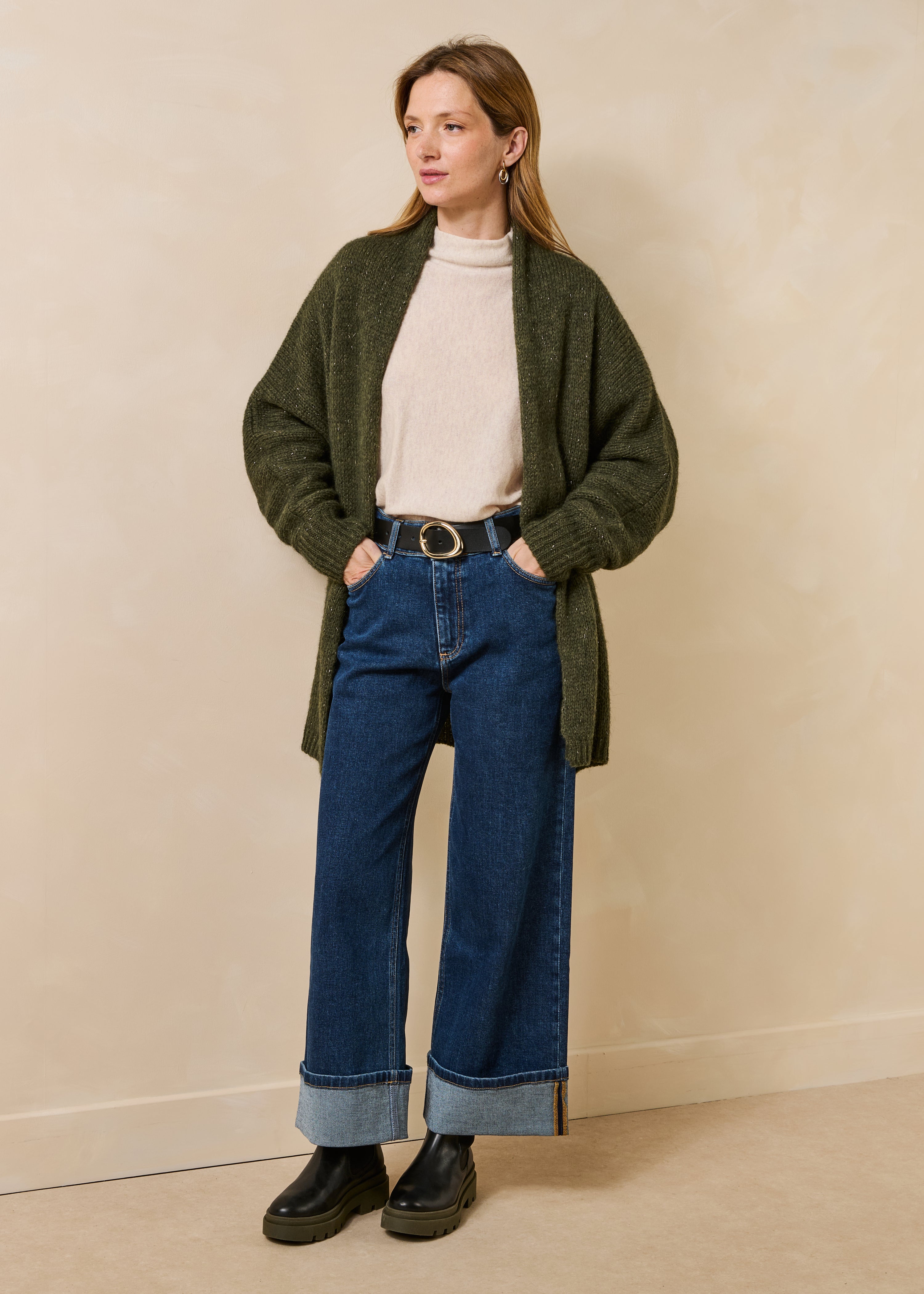 la-f-e-marabout-e-camille-strickjacke-khaki-oversize image 2