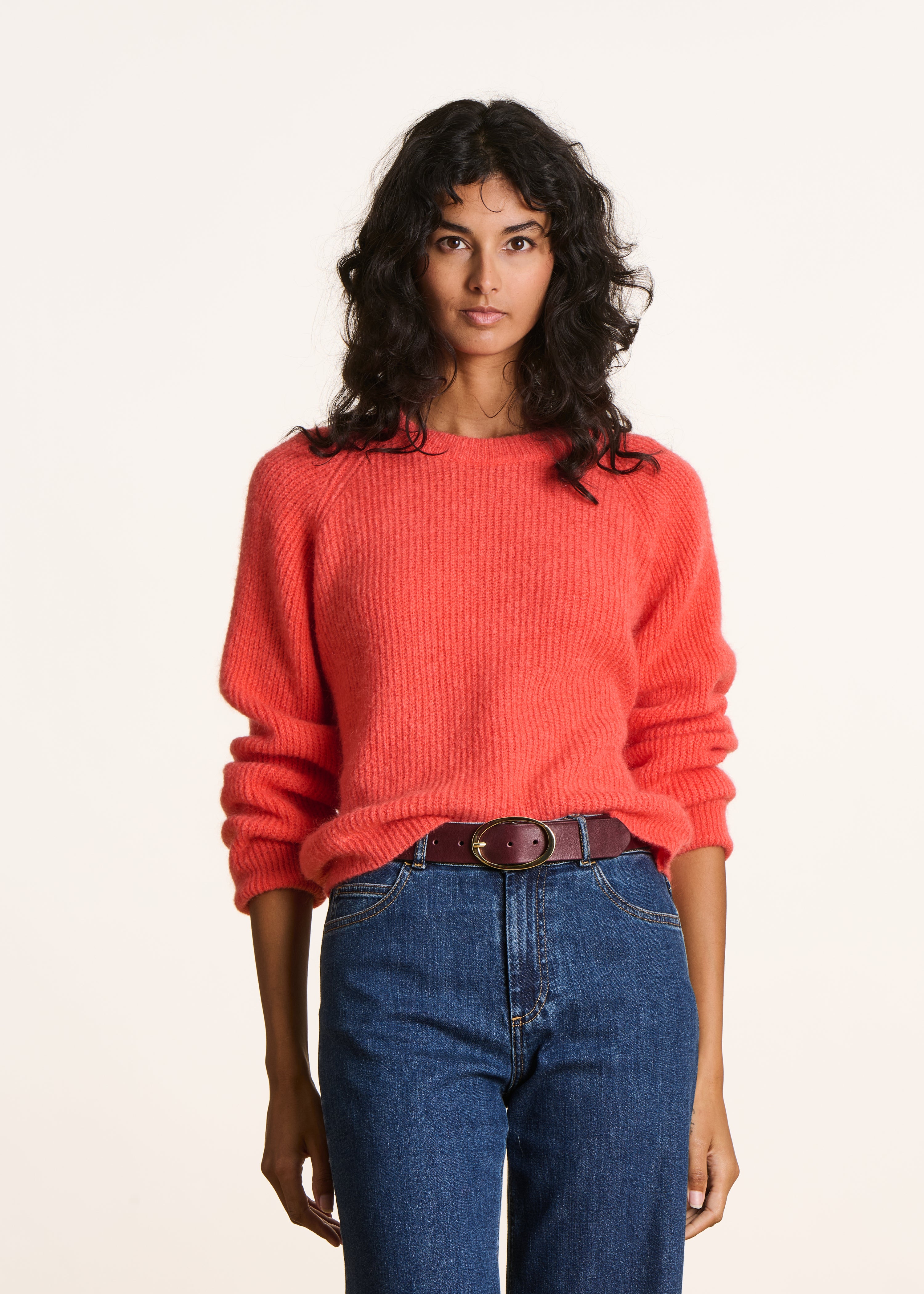 la-f-e-marabout-e-zakira-pullover-koralle-mohair-rippenstrick image 1