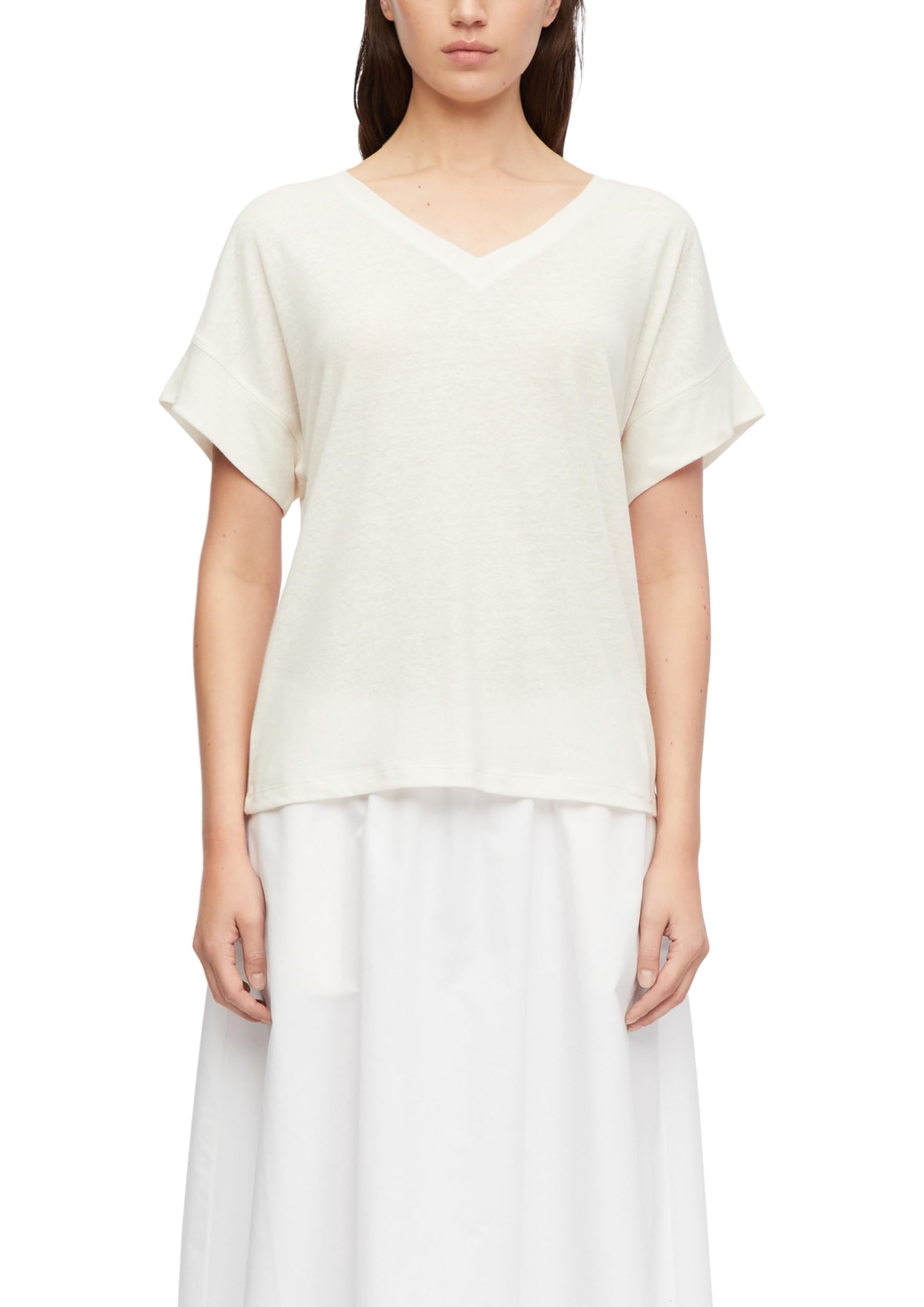 comma-leinenmix-t-shirt-v-ausschnitt-creme image 8