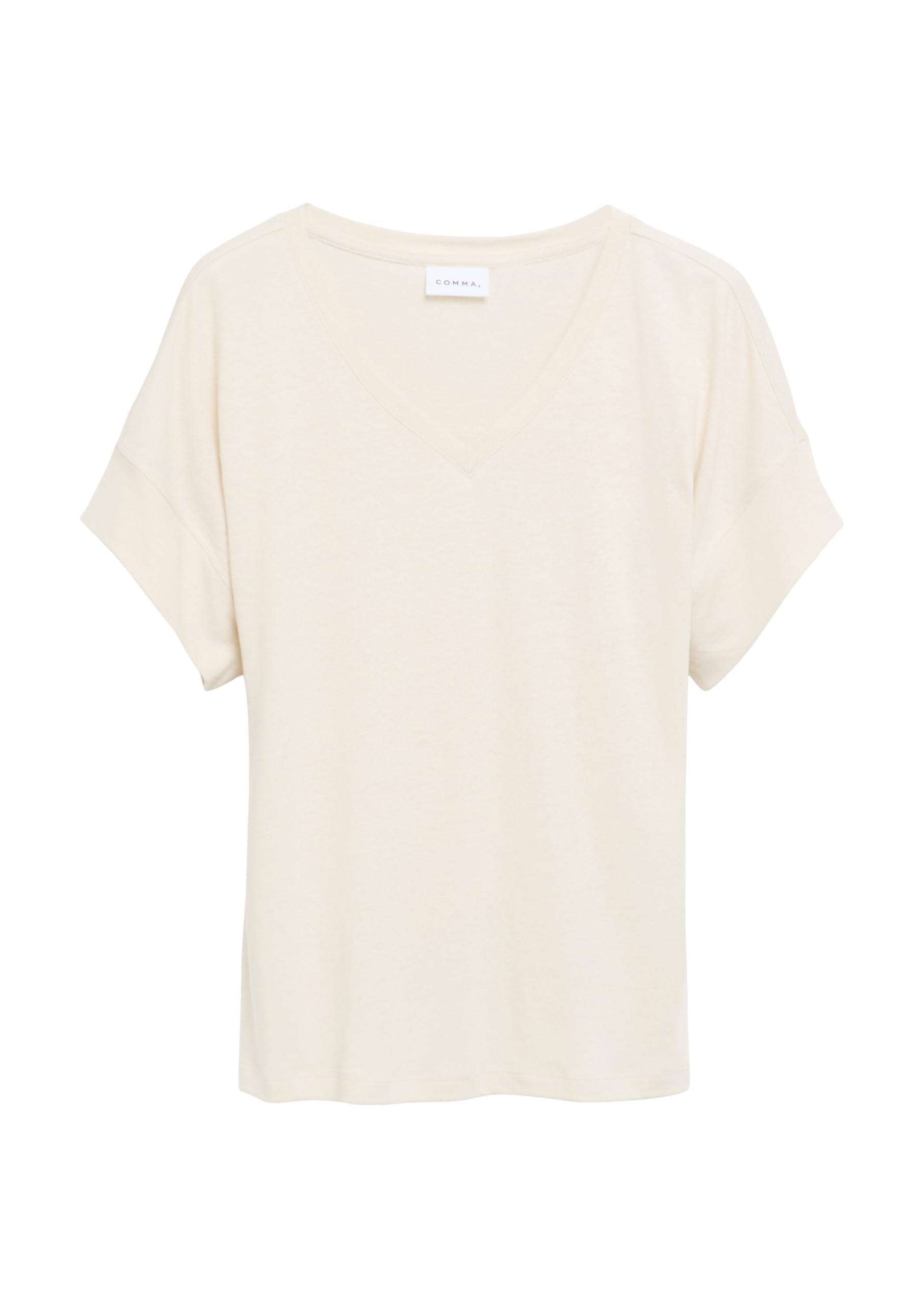 comma-leinenmix-t-shirt-v-ausschnitt-creme image 4