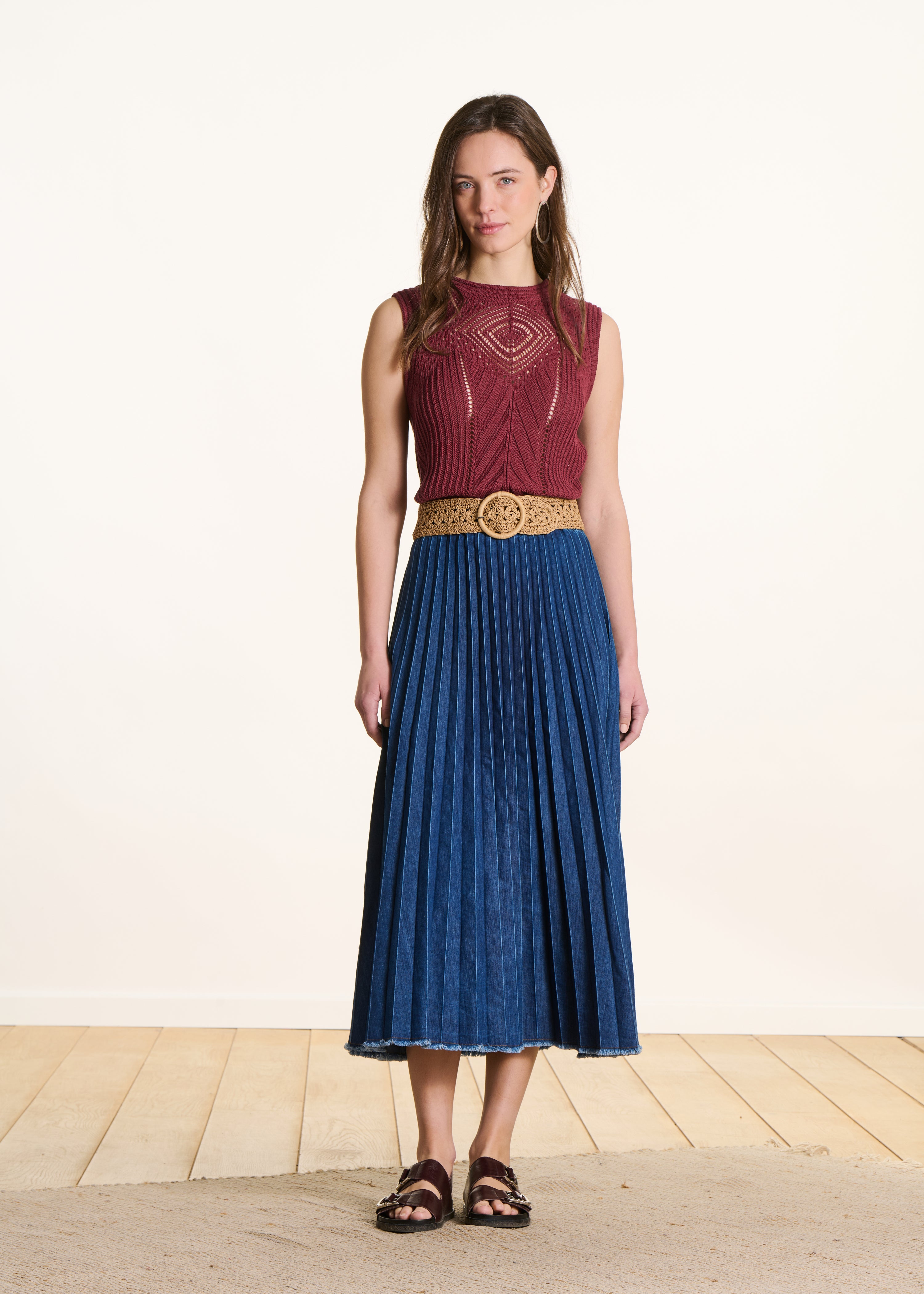 la-f-e-marabout-e-donut-jeansrock-midi-plissiert image 1