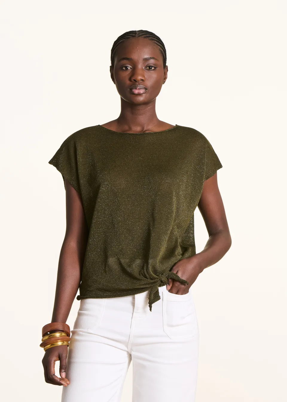 la-f-e-marabout-e-firby-pullover-khaki-kurzarm image 1