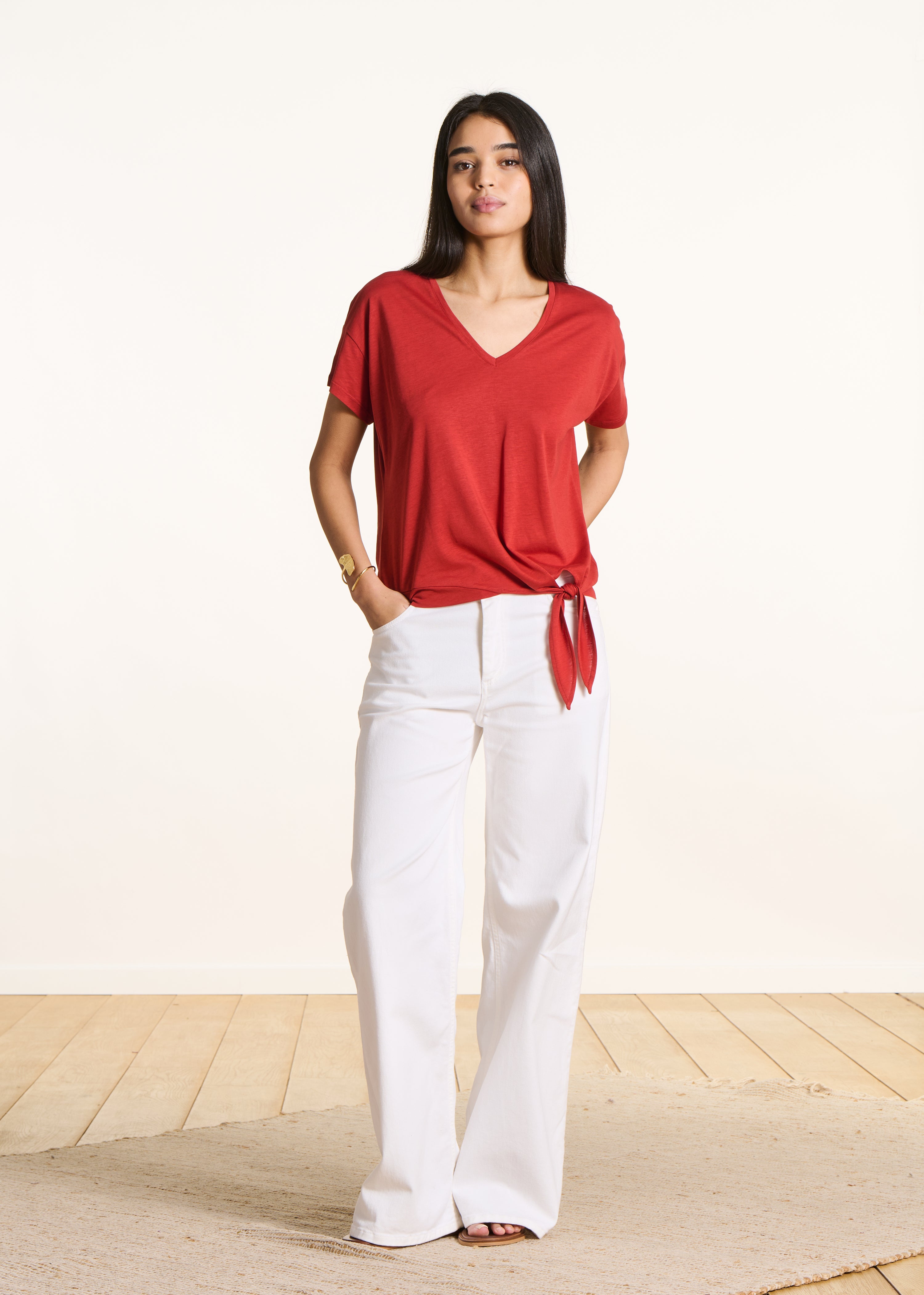 la-f-e-marabout-e-velsi-t-shirt-rot-lyocell-xs image 2