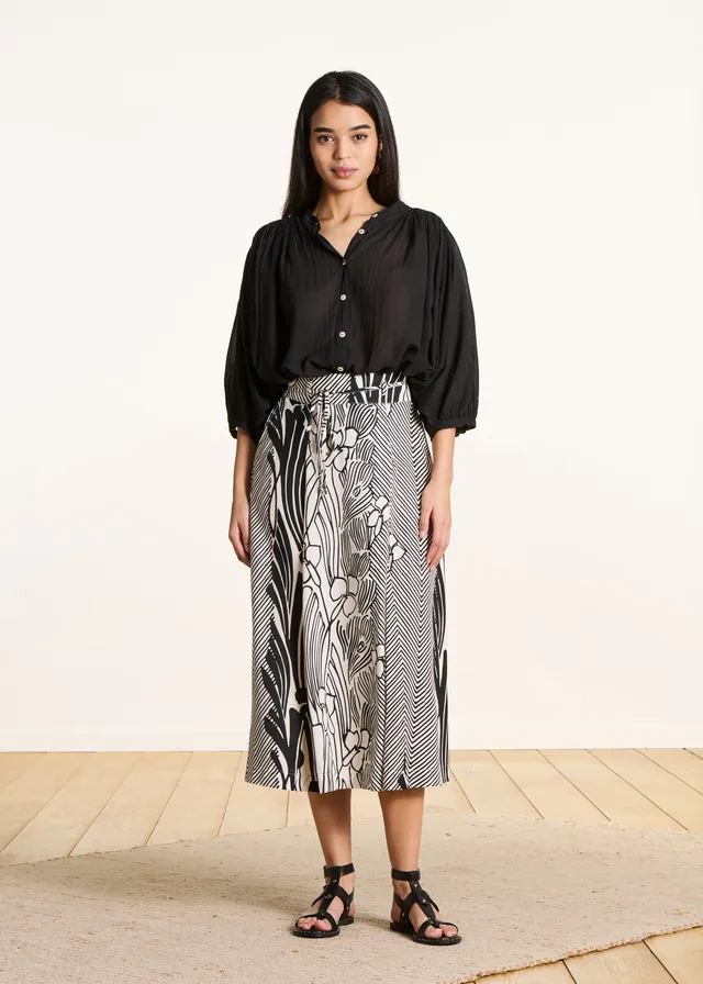 la-f-e-marabout-e-dalix-midirock-blumen-schwarz-wei image 1