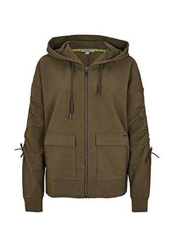 comma-casual-identity-sweatjacke-damen-khaki-34-lockere-passform image 8