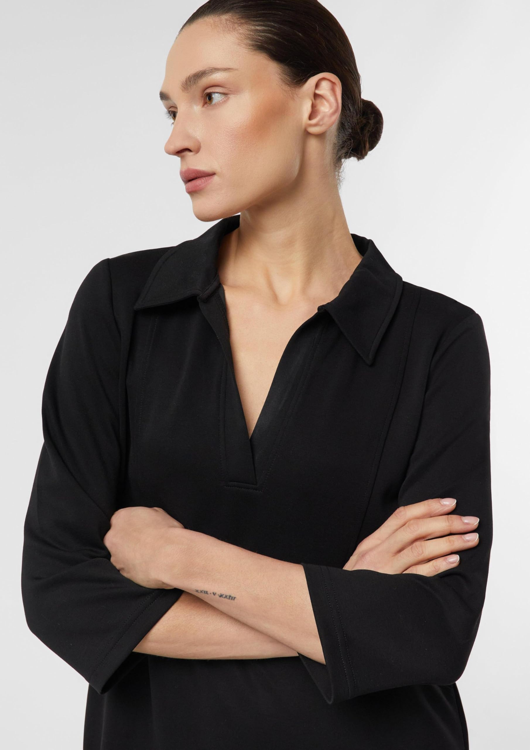 comma-jersey-polokragen-kleid-44-grey-black-schwarz image 5