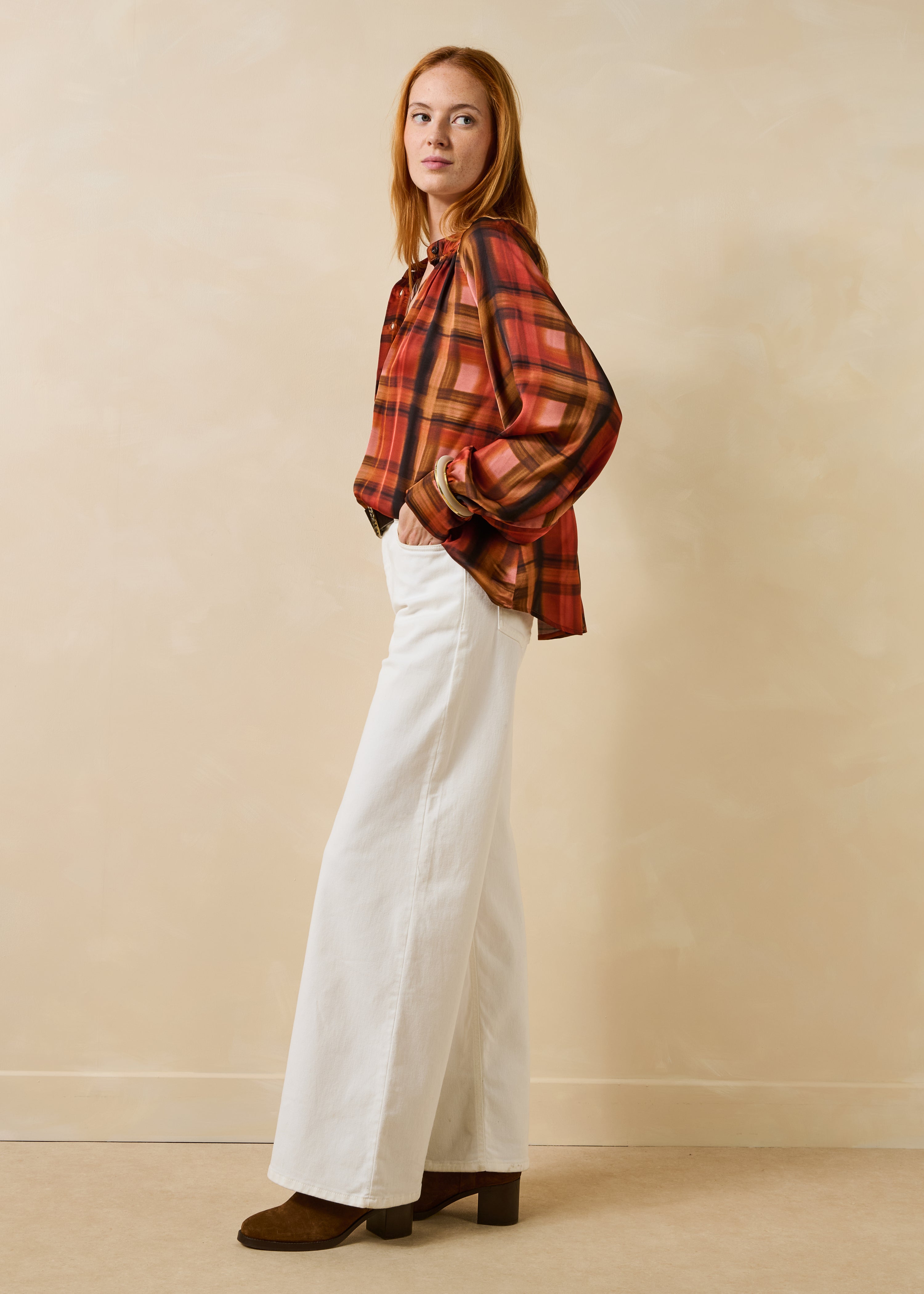 la-f-e-marabout-e-eji-top-terracotta-karo-satin-langarm image 2