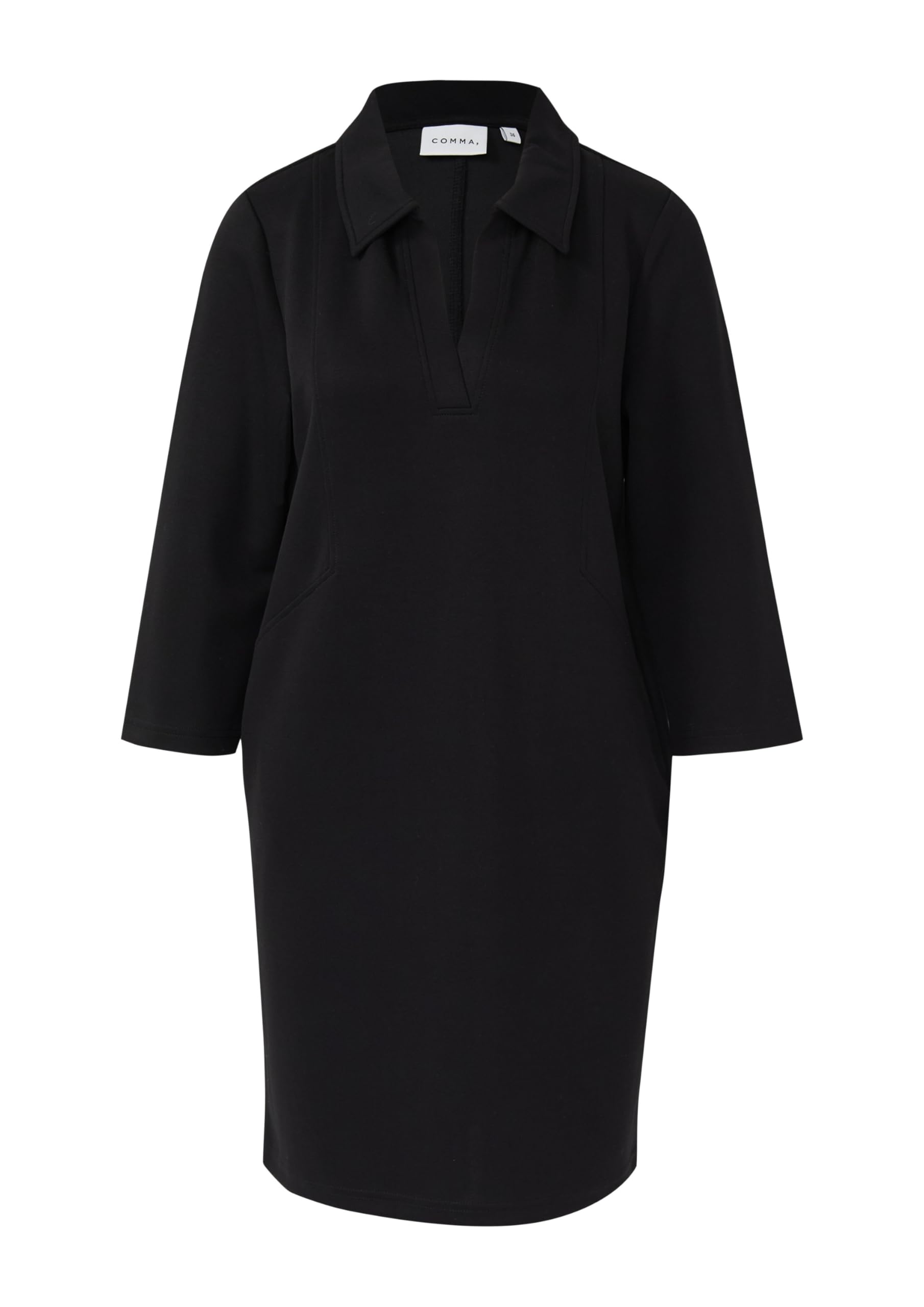 comma-jersey-polokragen-kleid-44-grey-black-schwarz image 3