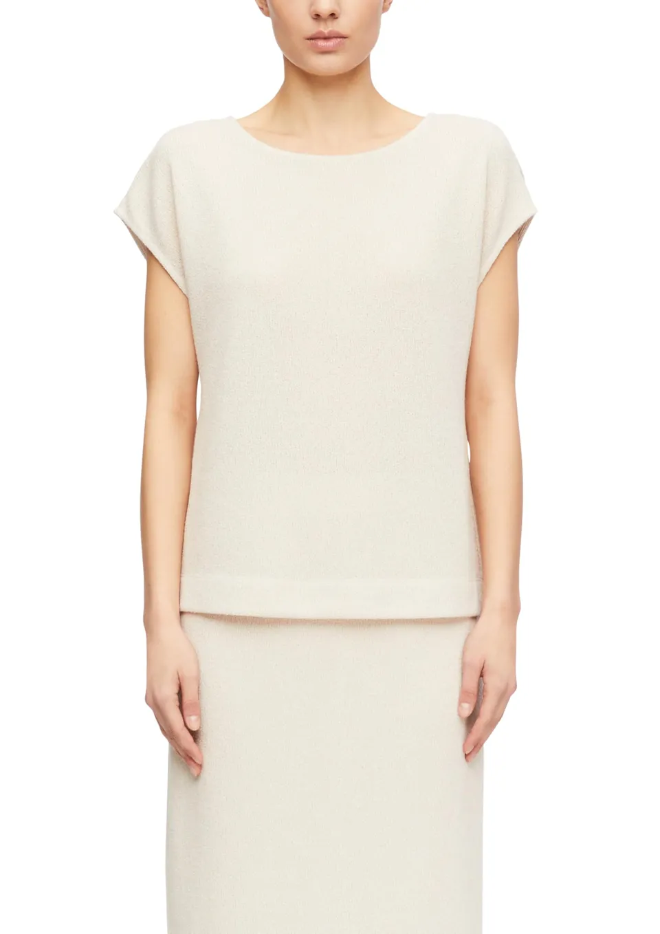 comma-sweatshirt-2180314-kurzarm-helles-beige-gr-38 image 1