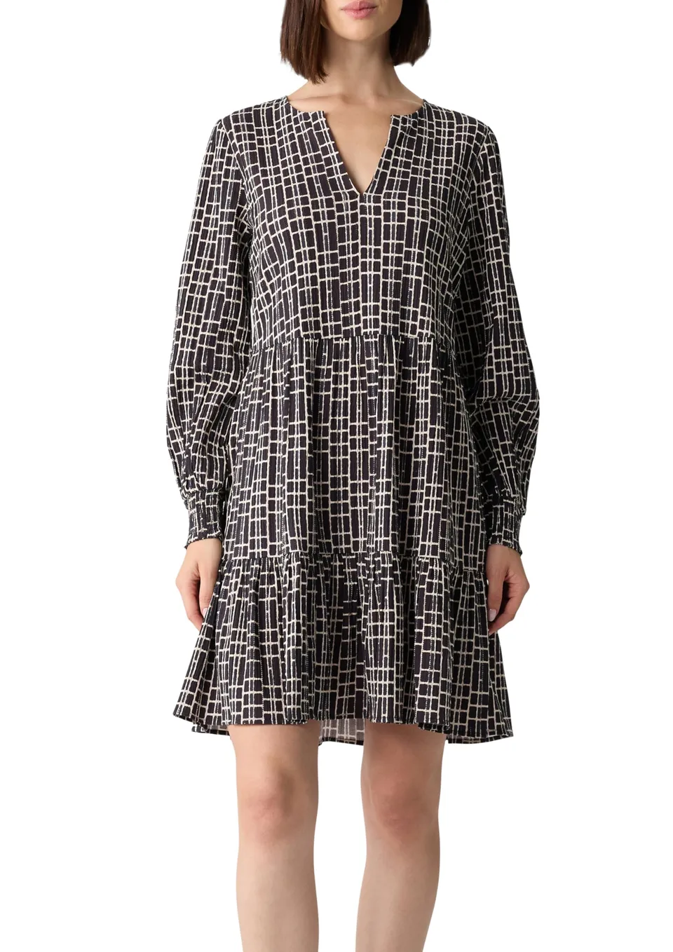 comma-dresses-printkleid-volants-gr-42-strukturiert image 1