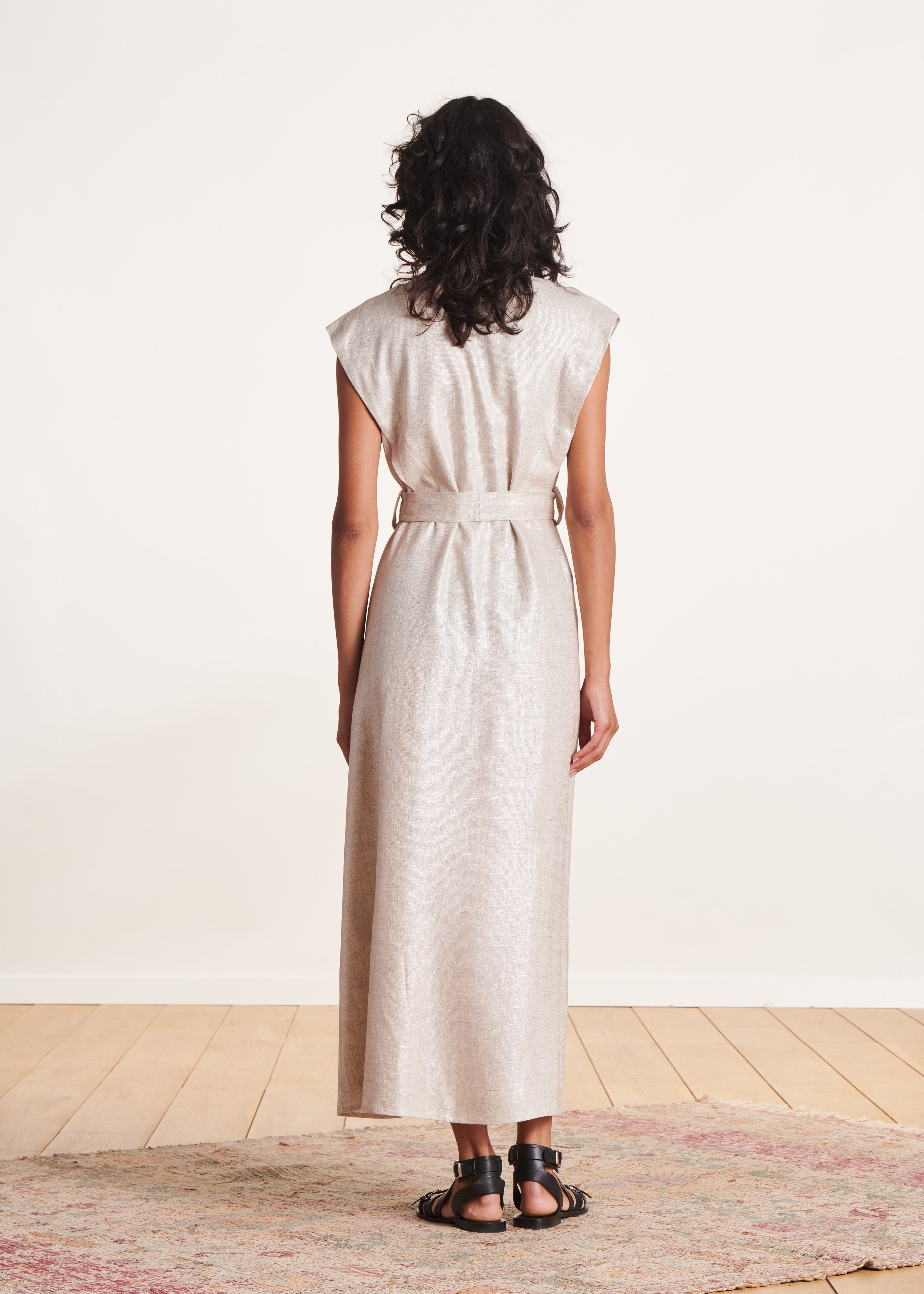 la-f-e-marabout-e-savigny-midikleid-beige-leinen-gr-38 image 2