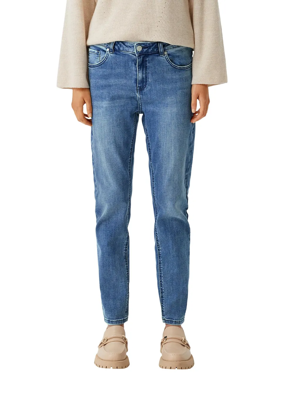 comma-regular-fit-slim-jeans-wascheffekt-blau image 1