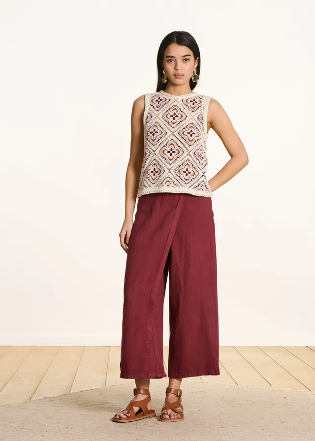 la-f-e-marabout-e-fulano-hose-bordeaux-leinen-7-8-weit image 1