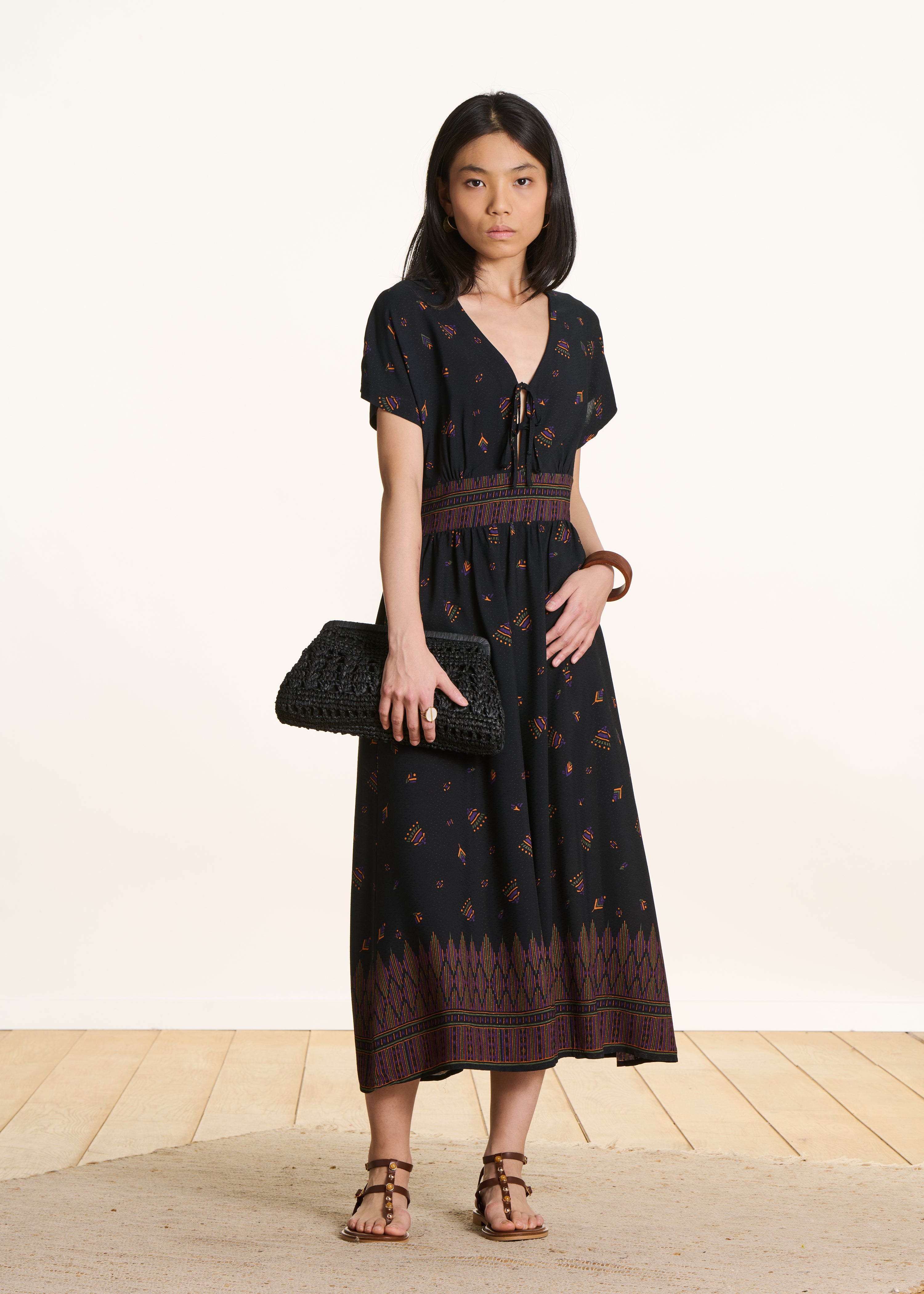 la-f-e-marabout-e-fioni-maxikleid-schwarz-ethno-print-gr-38 image 1