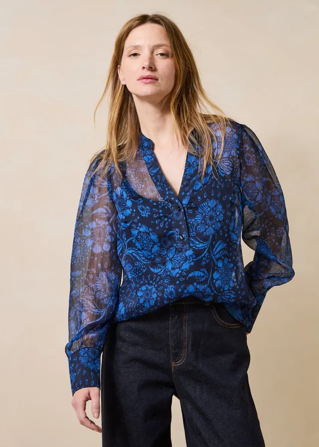 la-f-e-marabout-e-zulys-top-blau-blumendruck-tunika image 1