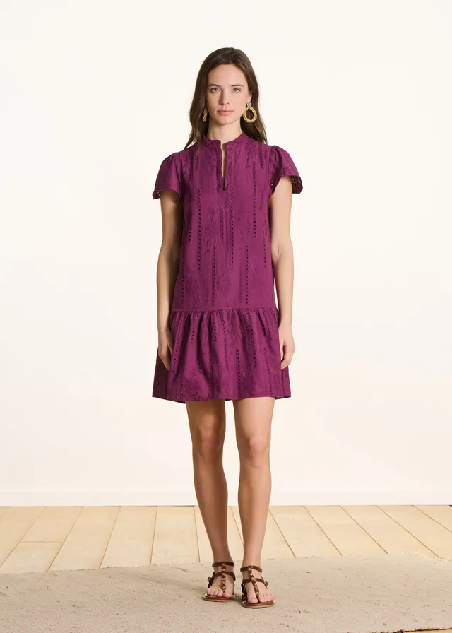 la-f-e-marabout-e-frame-kurzes-kleid-broderie-lila image 1