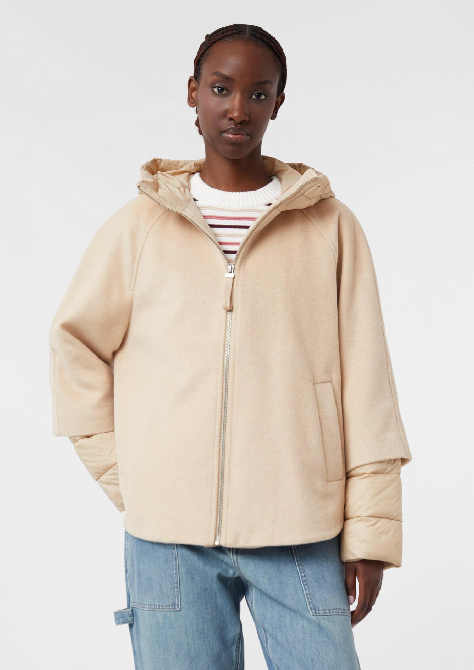 comma-cape-jacke-wollmix-mantel-gr-e-l-mit-kapuze image 3