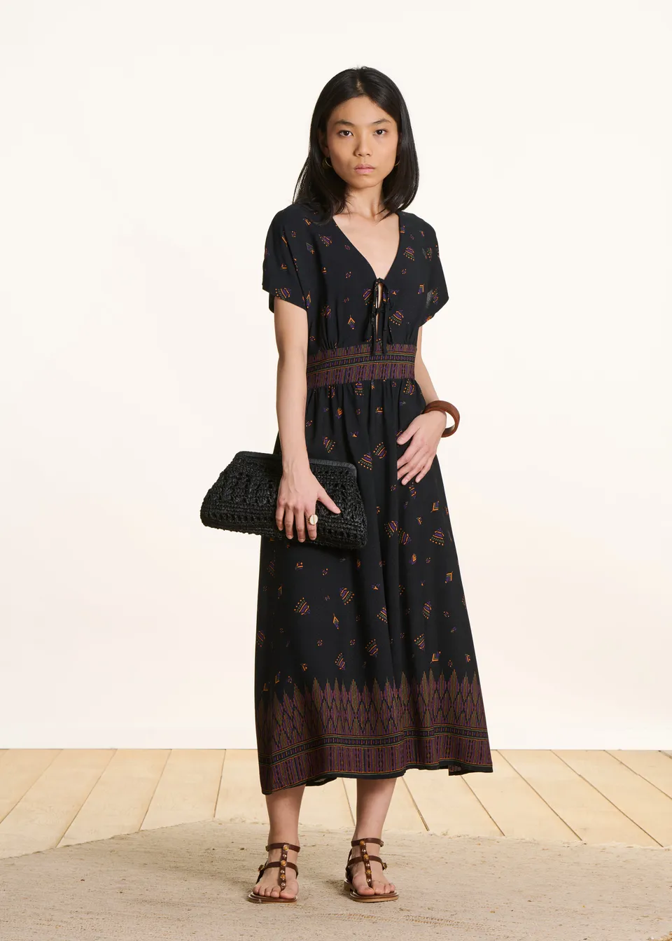 la-f-e-marabout-e-fioni-maxikleid-schwarz-ethno-print-gr-38 image 1