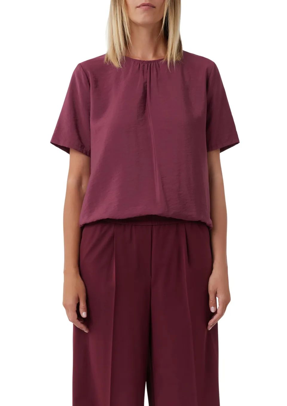 comma-bluse-kurzarm-raffung-regulierbarer-saum-36 image 1