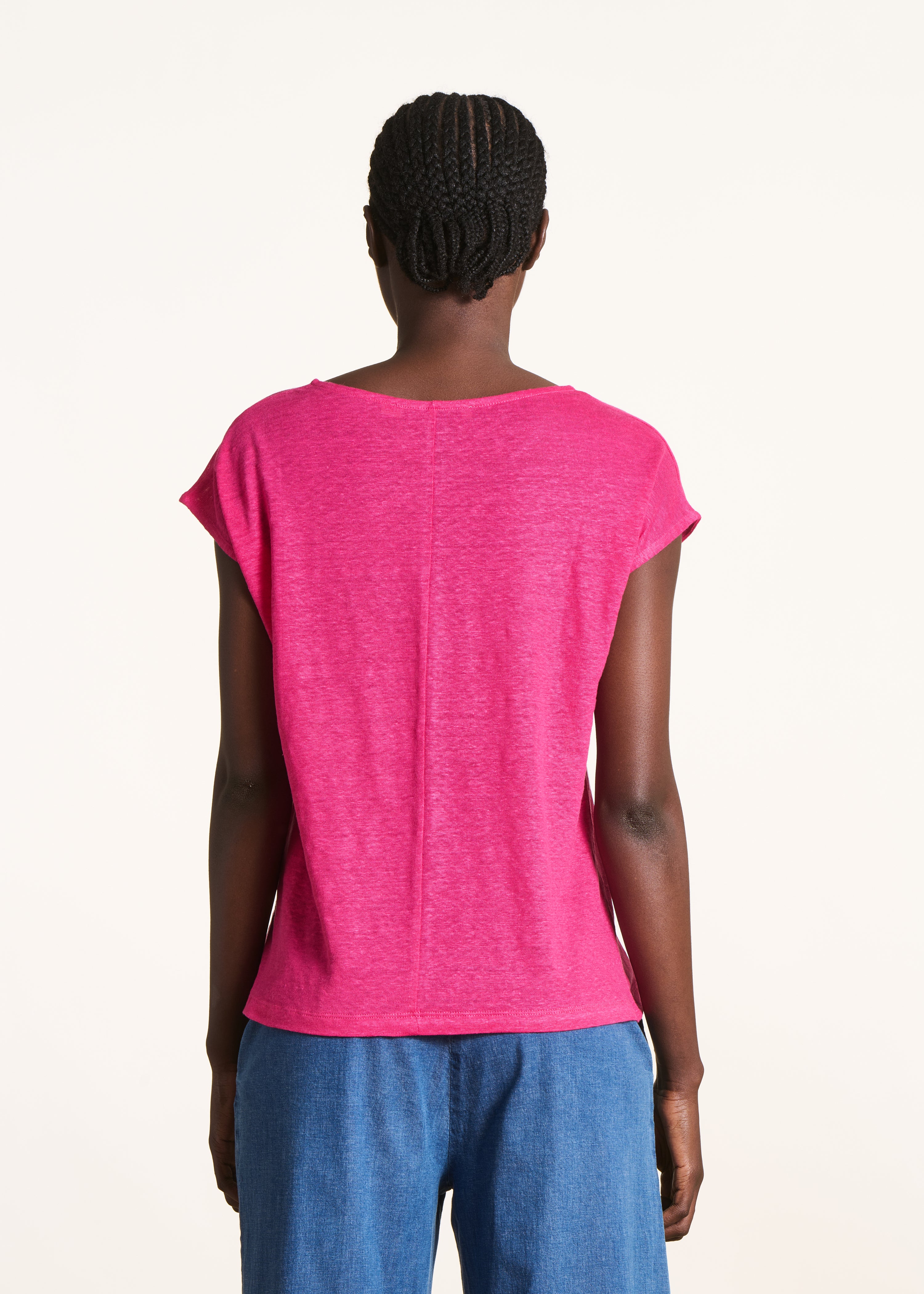 la-f-e-marabout-e-tops-t-shirts-t-shirt-fuchsia-leinen image 3