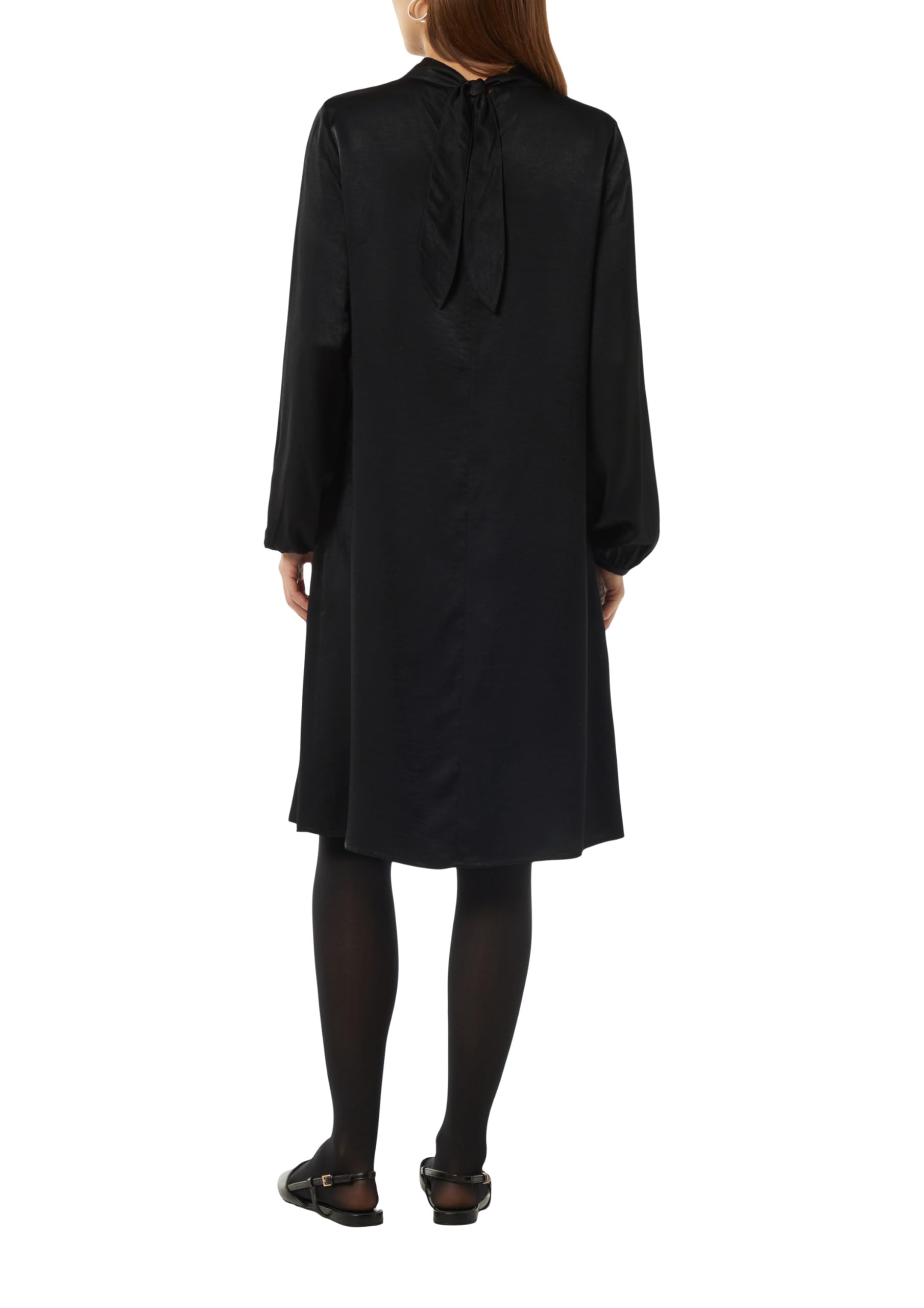 comma-viskosemix-kleid-mit-bindedetail-web-kleid-t-rkisblau image 2