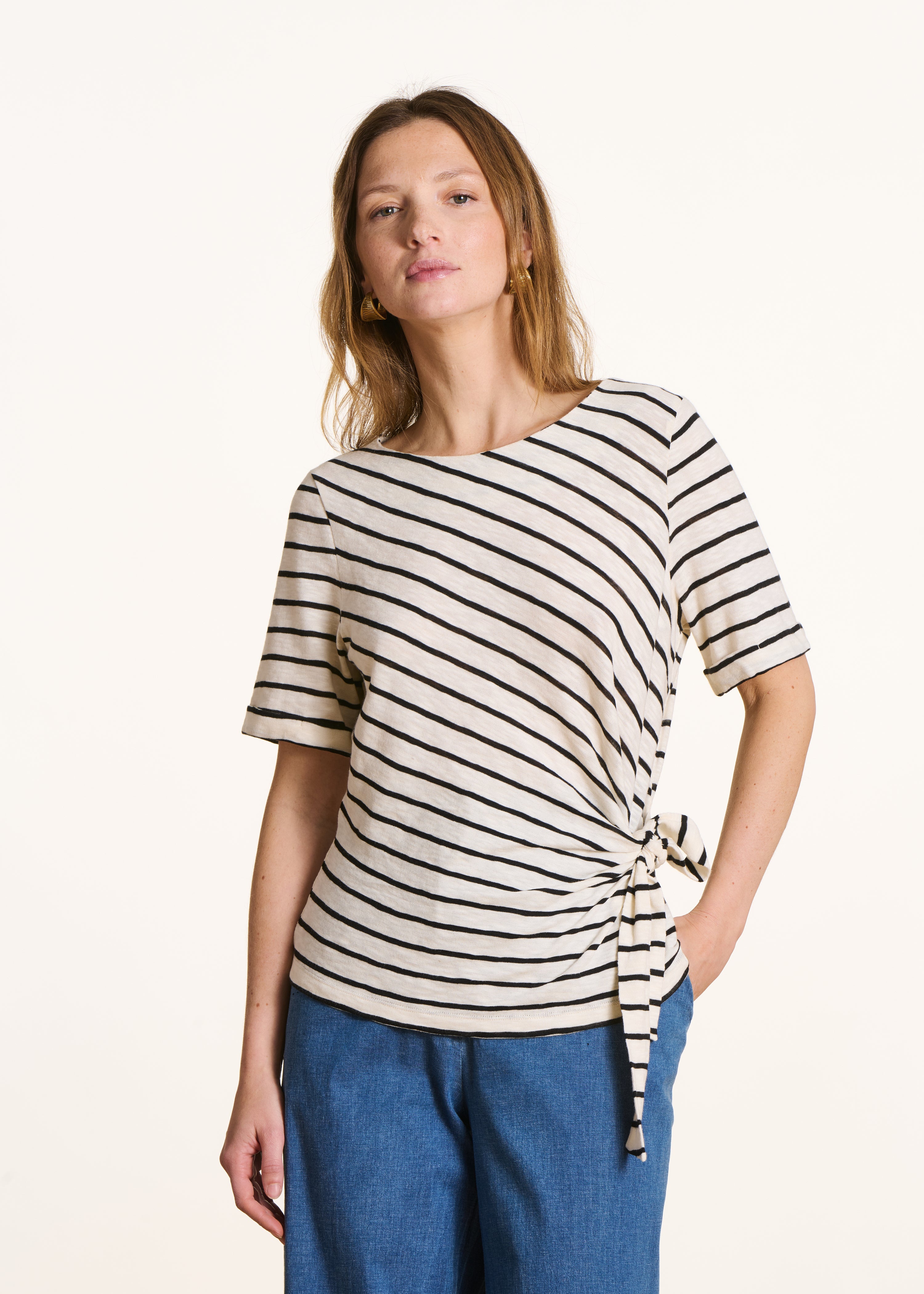 la-f-e-marabout-e-t-shirt-ecru-marine-streifen image 1