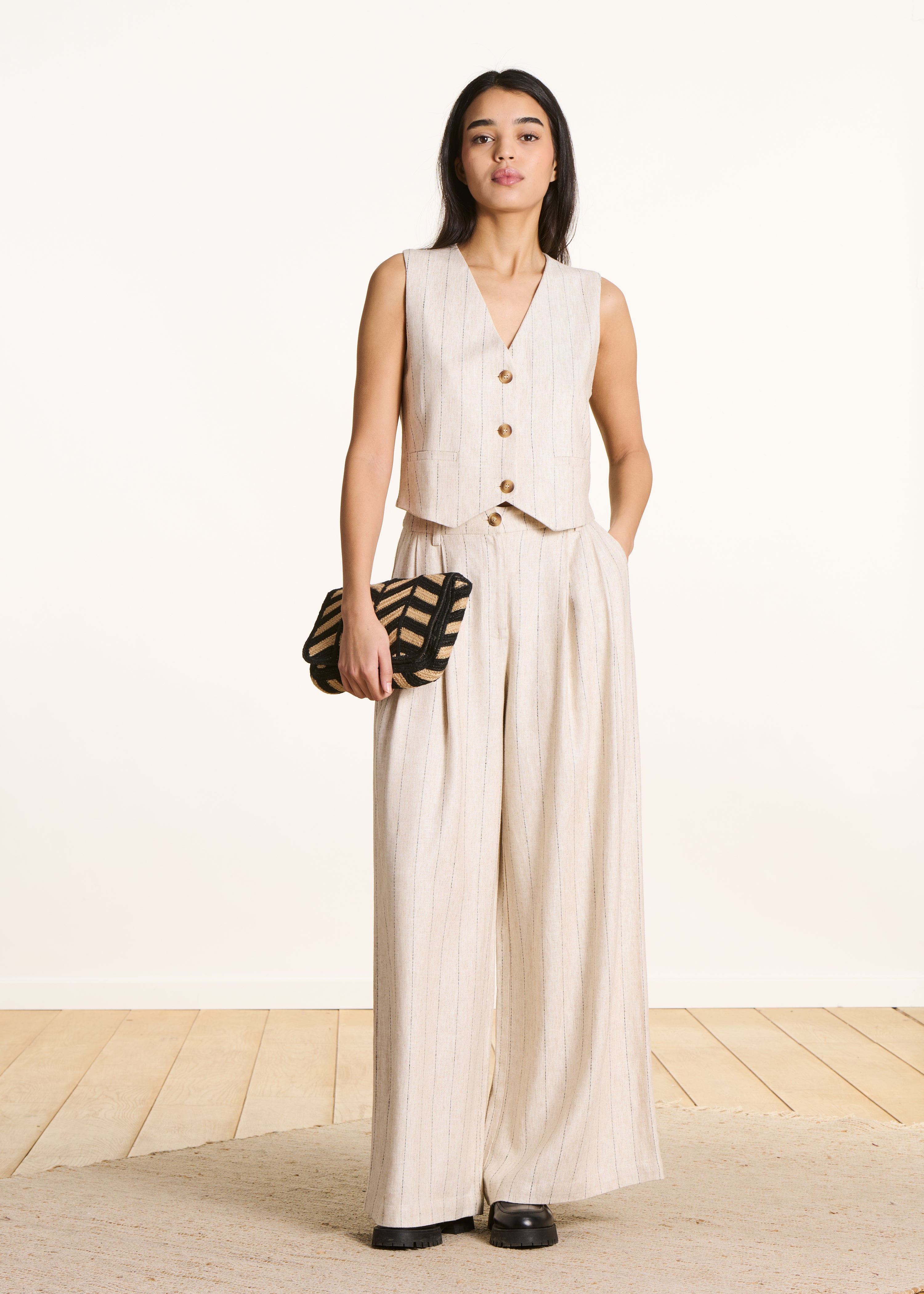 la-f-e-marabout-e-freon-hose-beige-gestreift-leinen image 1