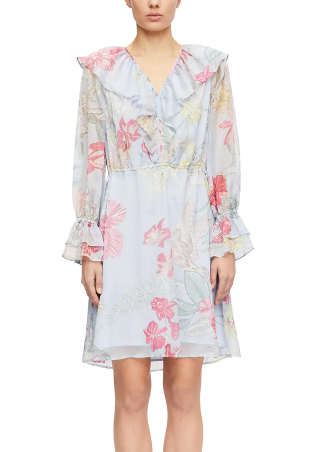 comma-kleid-v-ausschnitt-volants-relaxed-fit-midi image 1