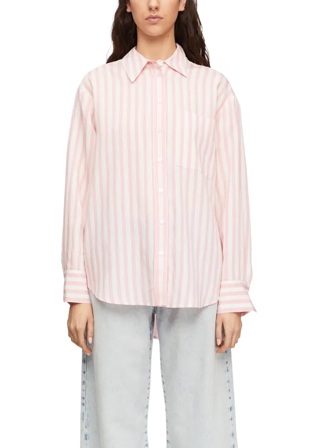 comma-blouses-bluse-loose-fit-streifen-hemdkragen-gr-34-rosa image 1
