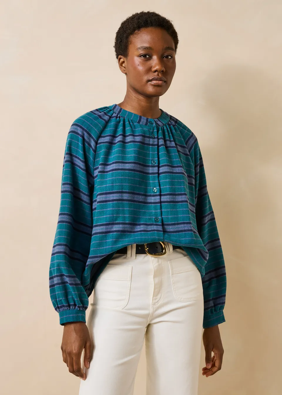 la-f-e-marabout-e-galvia-bluse-streifen-petrol image 1