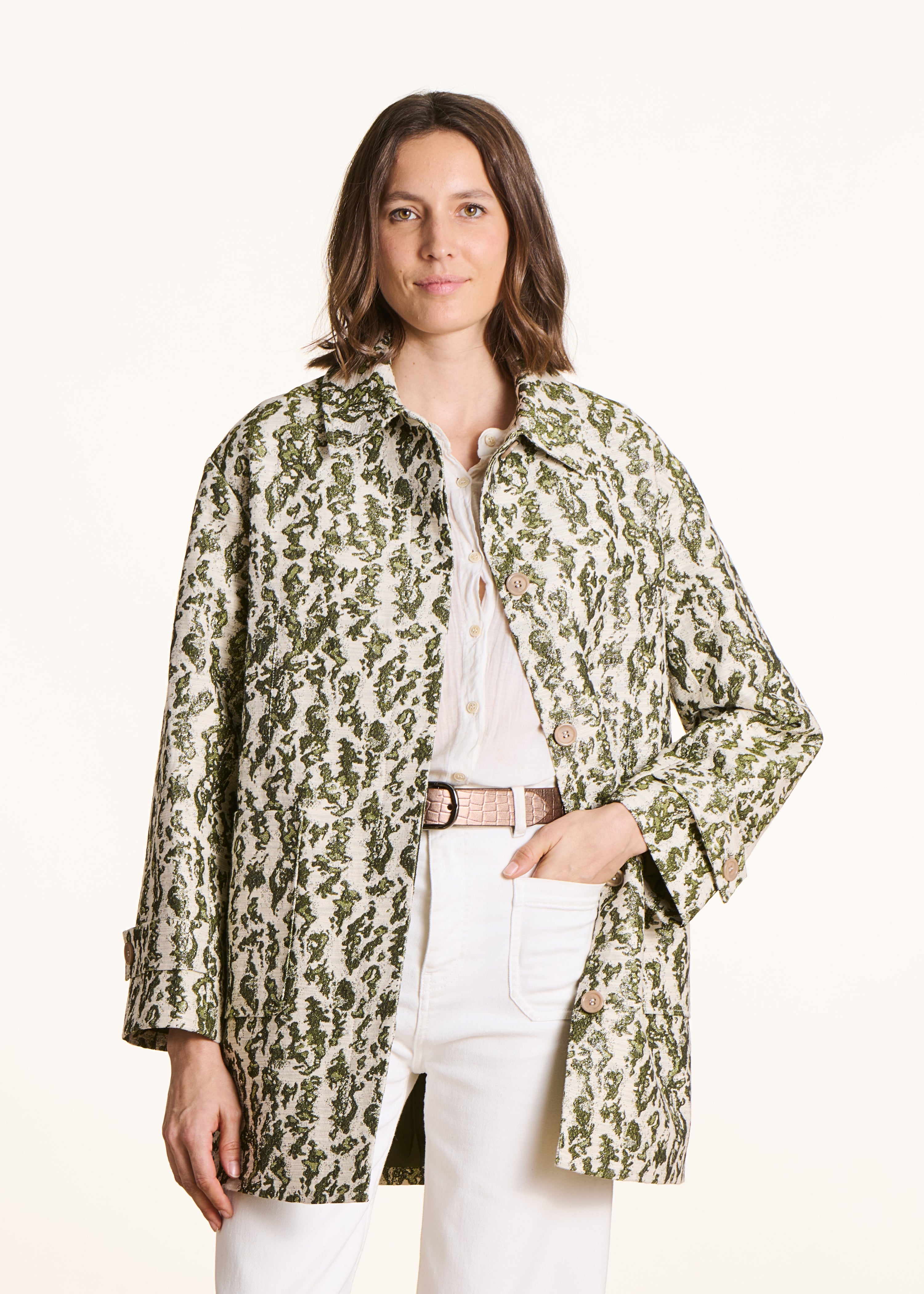 la-f-e-marabout-e-dovane-mantel-khaki-jacquard-3-4 image 1
