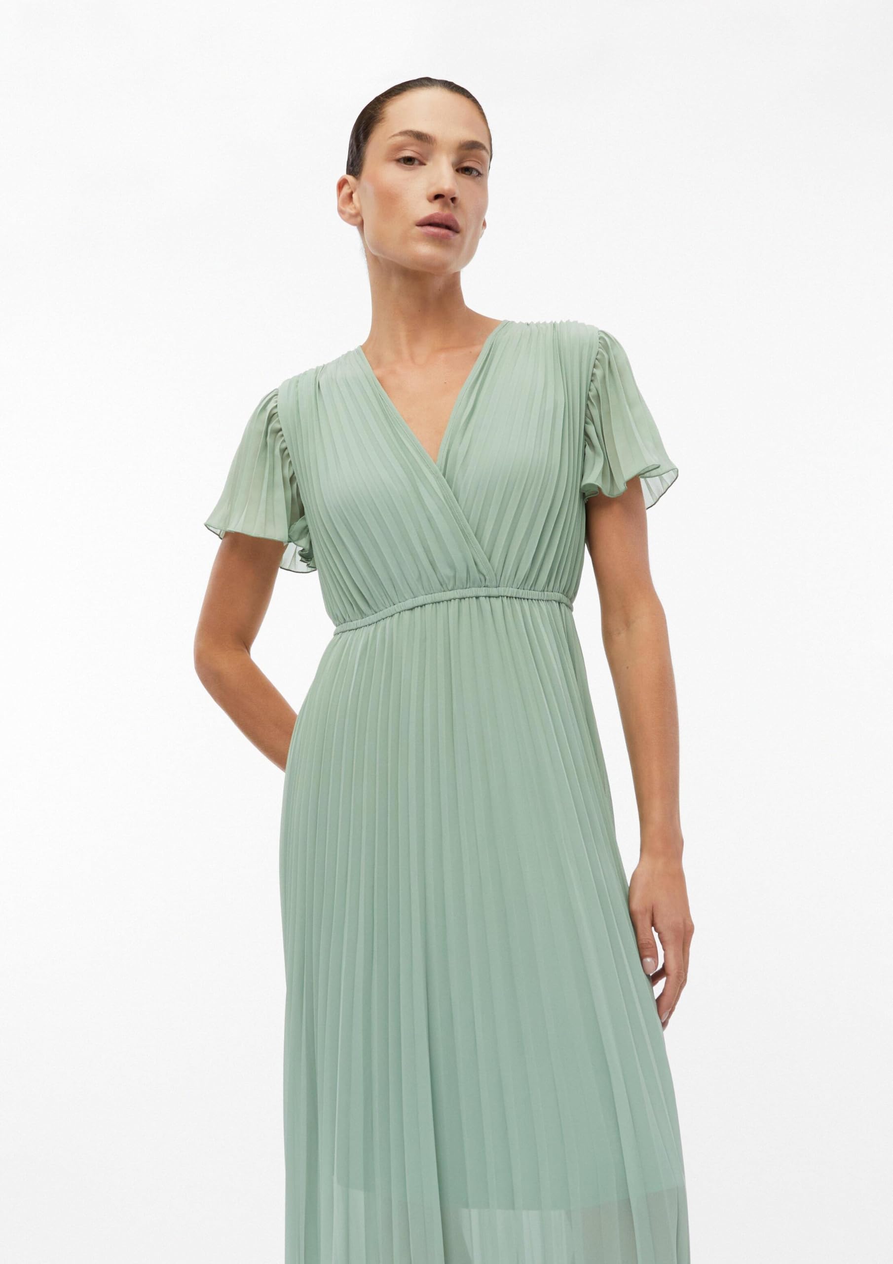 comma-midikleid-plissee-v-ausschnitt-fl-gel-rmel image 5