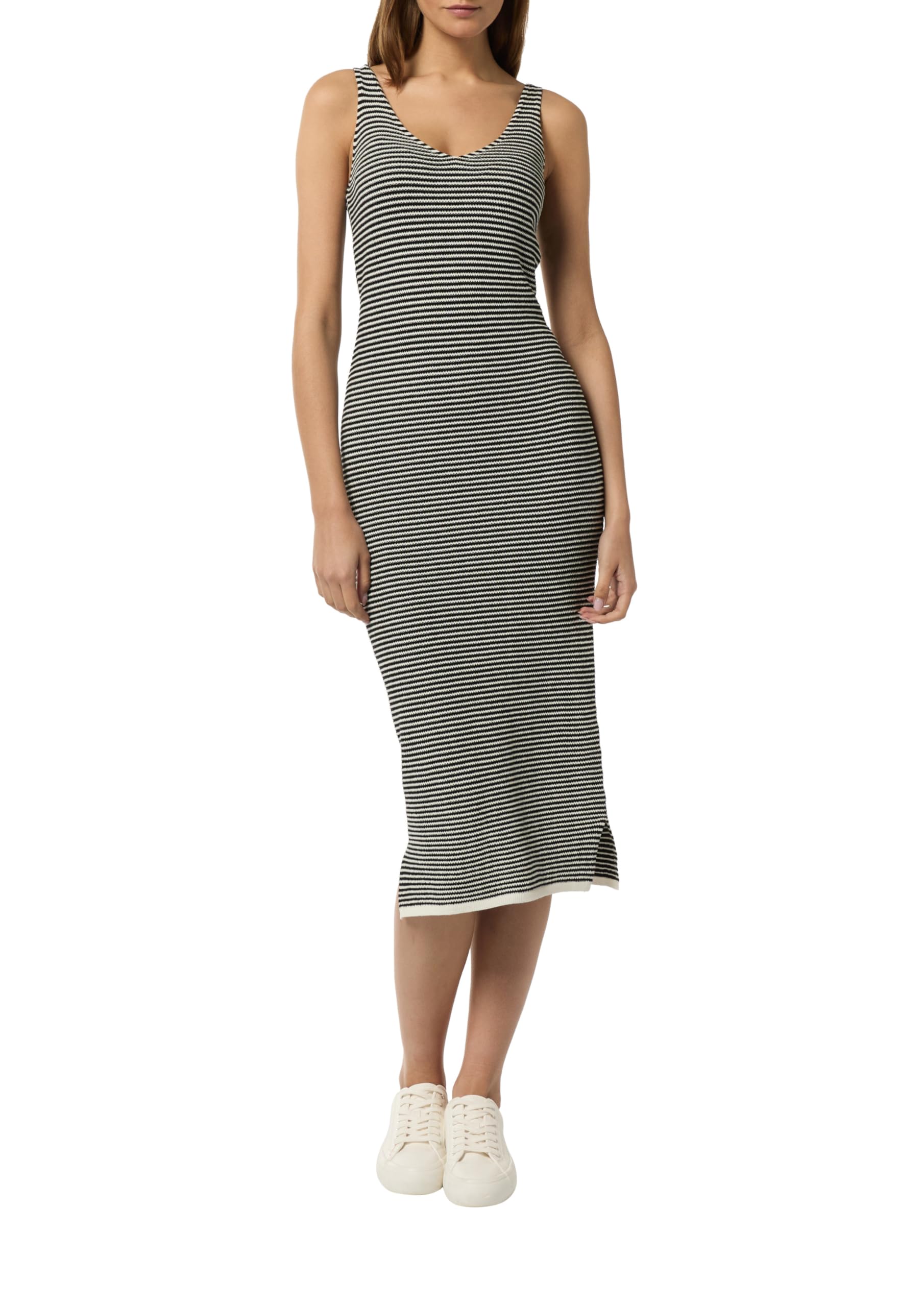 comma-strickkleid-baumwolle-streifen-gr-42-creme-schwarz image 1