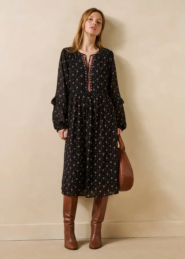 la-f-e-marabout-e-gumia-kleid-schwarz-boho-spitze-volant image 1