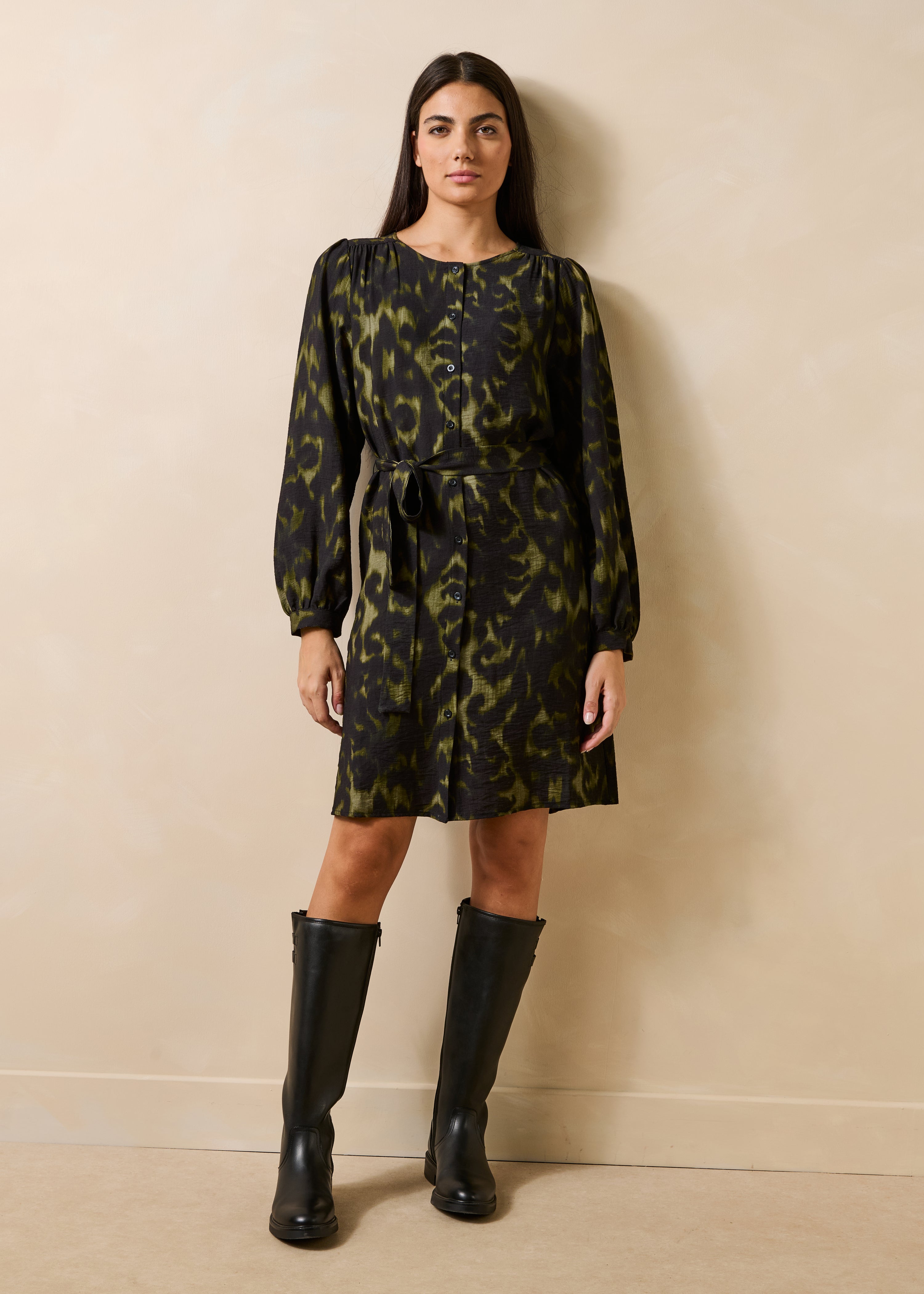 la-f-e-marabout-e-roanne-kleid-khaki-viskose-kurz image 1
