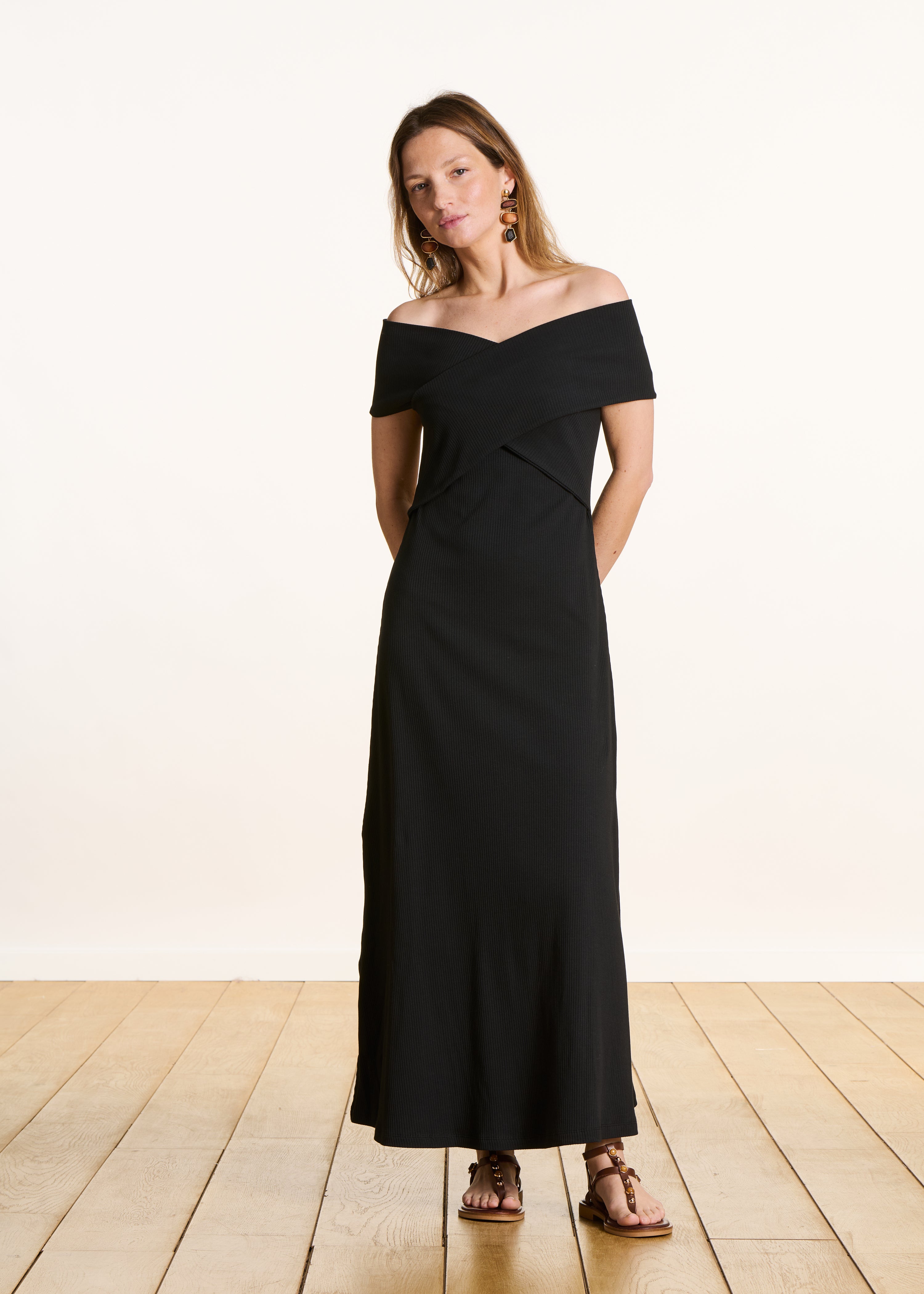 la-f-e-marabout-e-faon-midikleid-schwarz-bio-baumwolle image 2