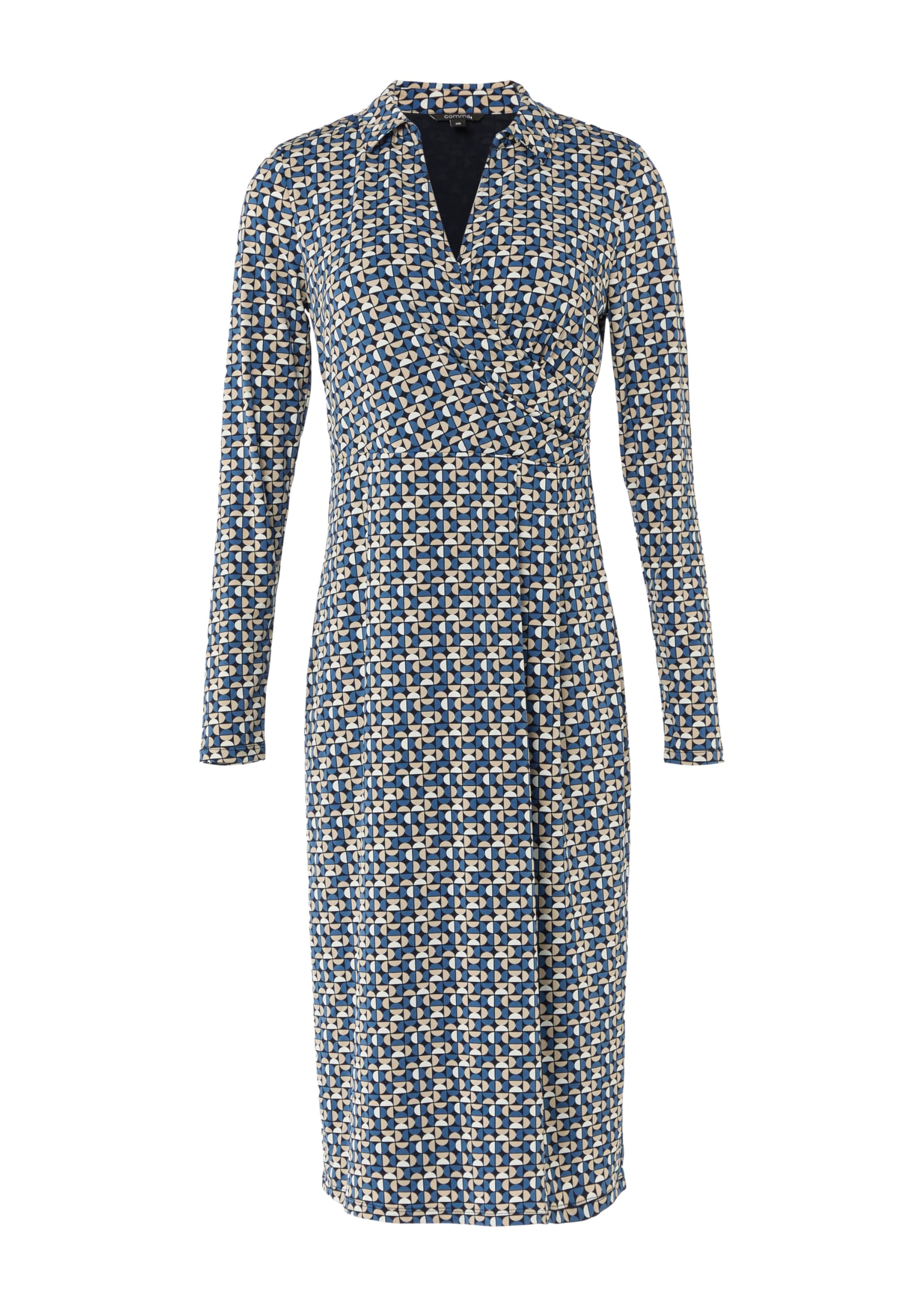 comma-midikleid-kleid-navy-gr-42-wickeloptik-gemustert image 4