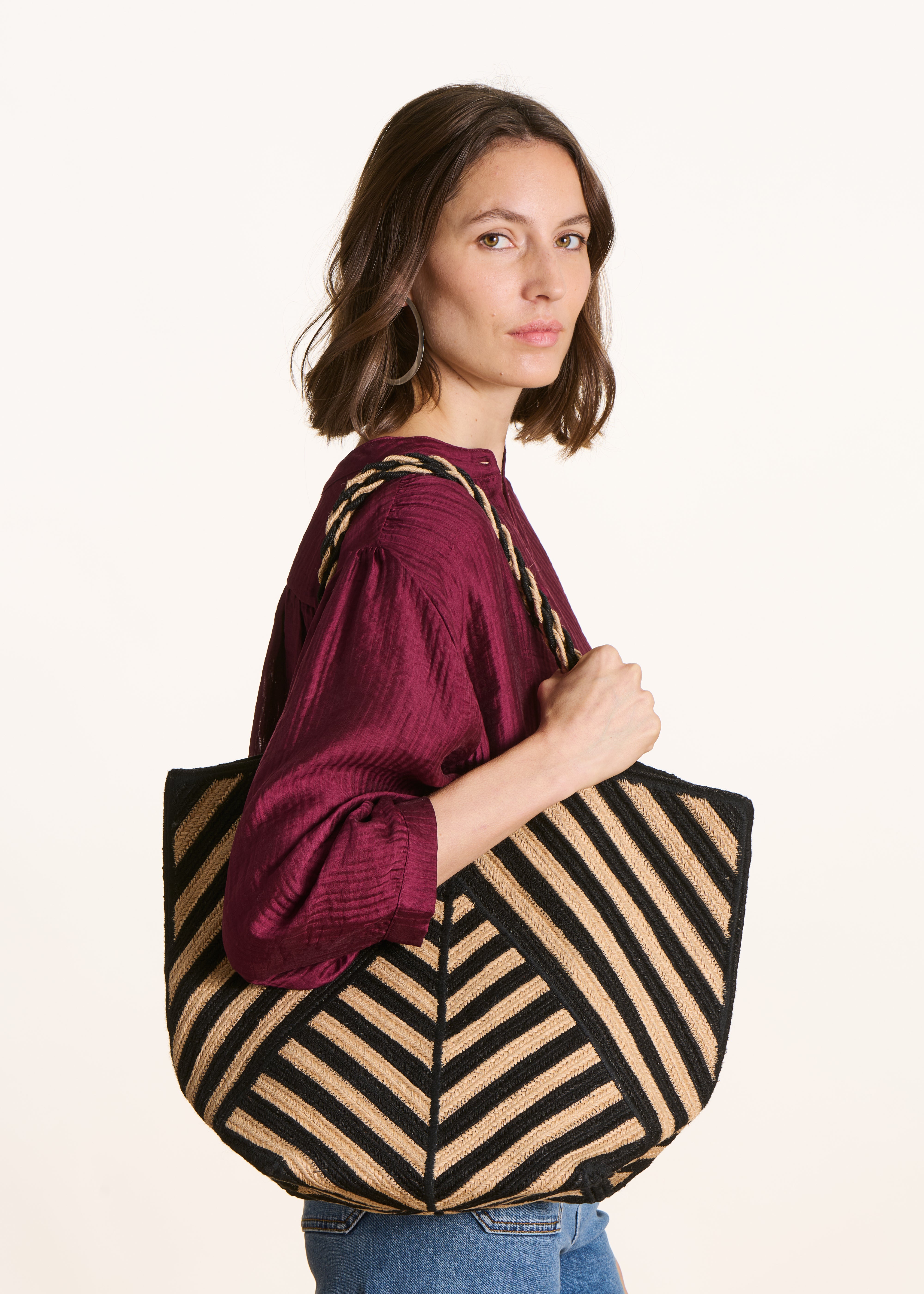 la-f-e-marabout-e-accessoires-shopper-jute-beige-schwarz-gestreift-tu image 1