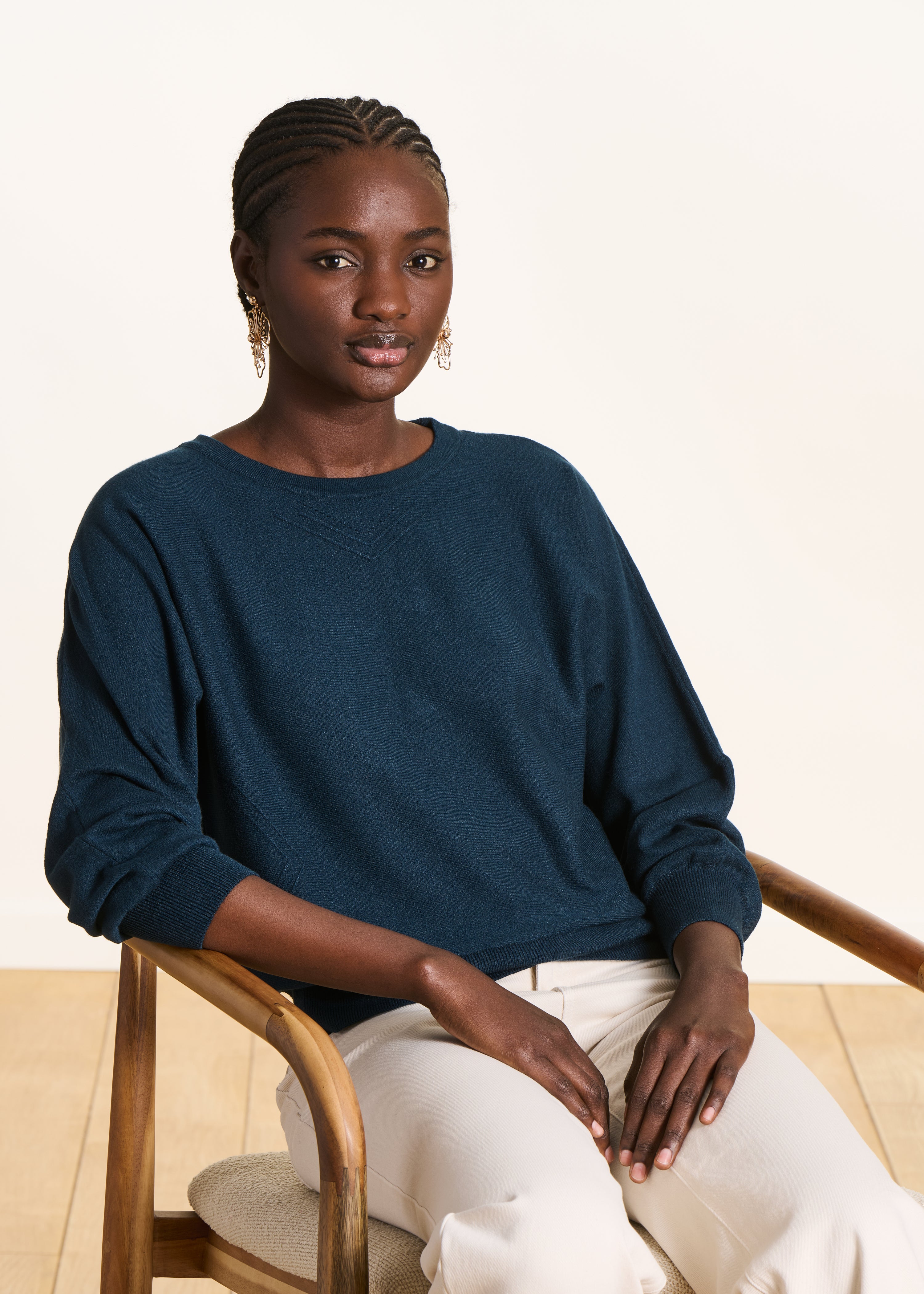 la-f-e-marabout-e-zeus-pullover-petrol-feinstrick-rundhals image 1