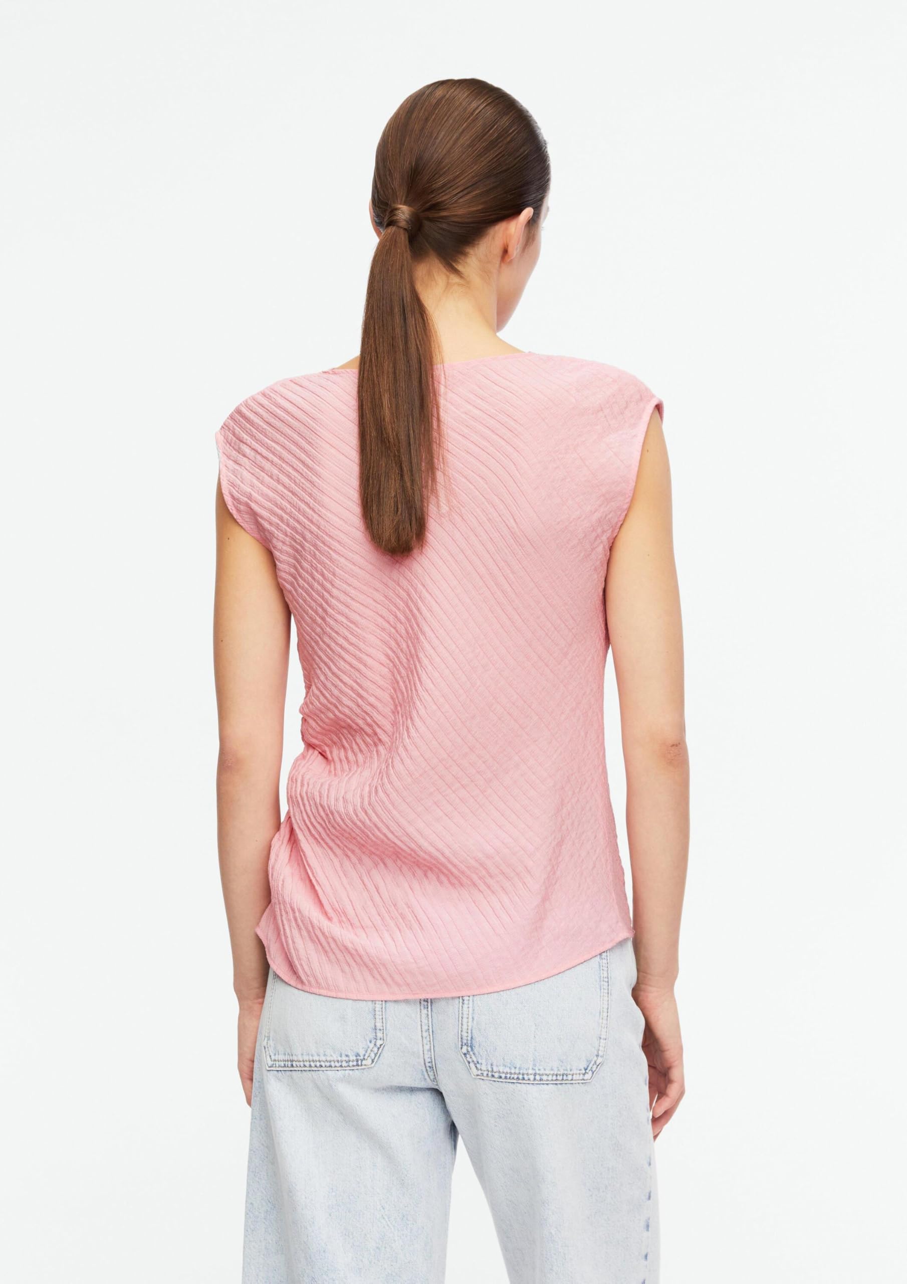 comma-blouses-bluse-seersucker-wasserfall-kurzarm-gr-42-rosa image 7