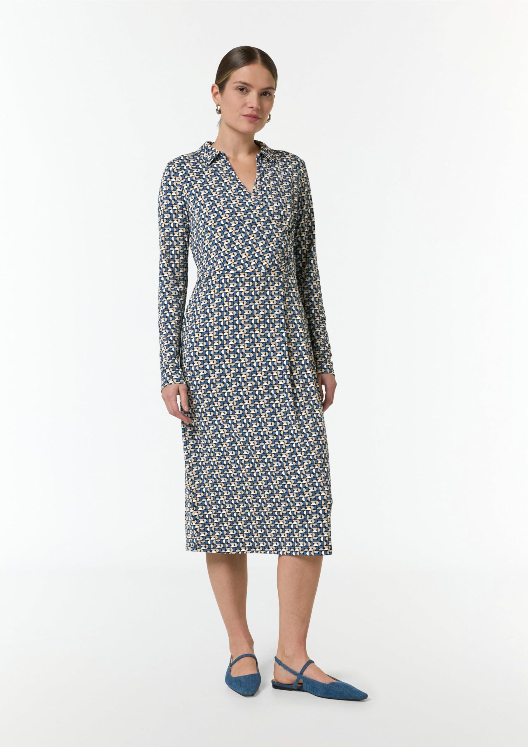 comma-midikleid-kleid-navy-gr-42-wickeloptik-gemustert image 6