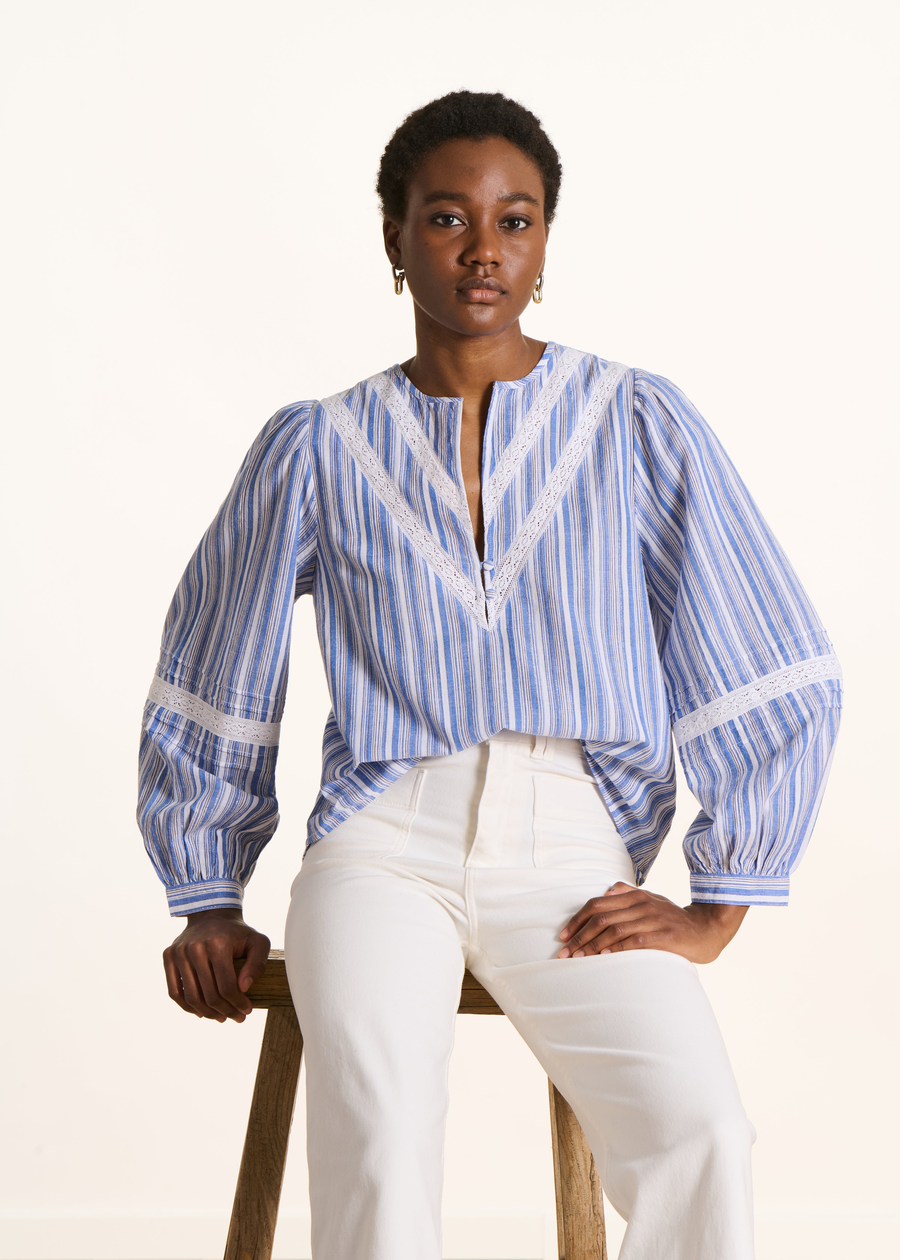 la-f-e-marabout-e-streifen-bluse-wei-blau-bio-baumwolle image 1