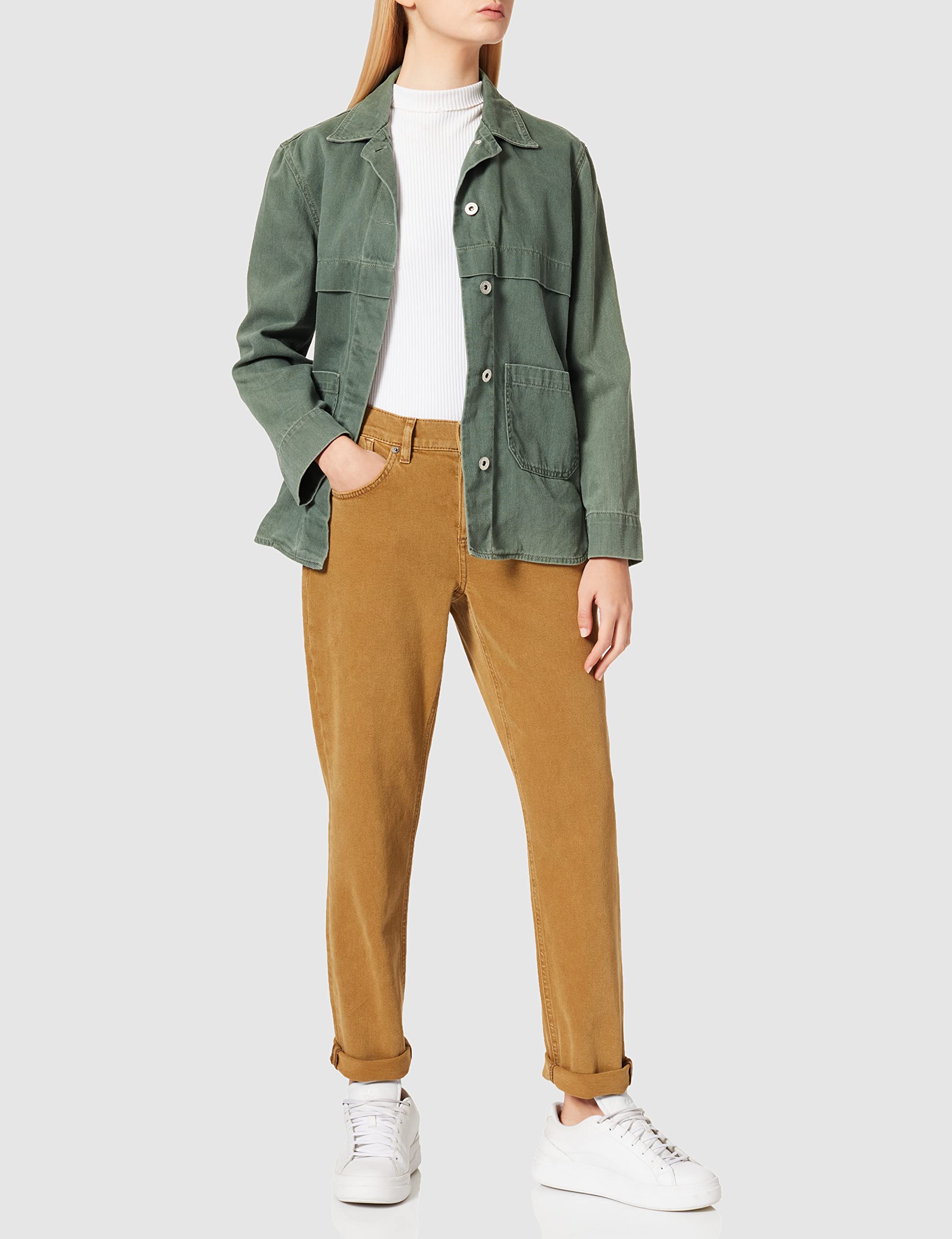 comma-freizeithose-damen-46-olive-brown-jeans-optik-baumwolle image 2