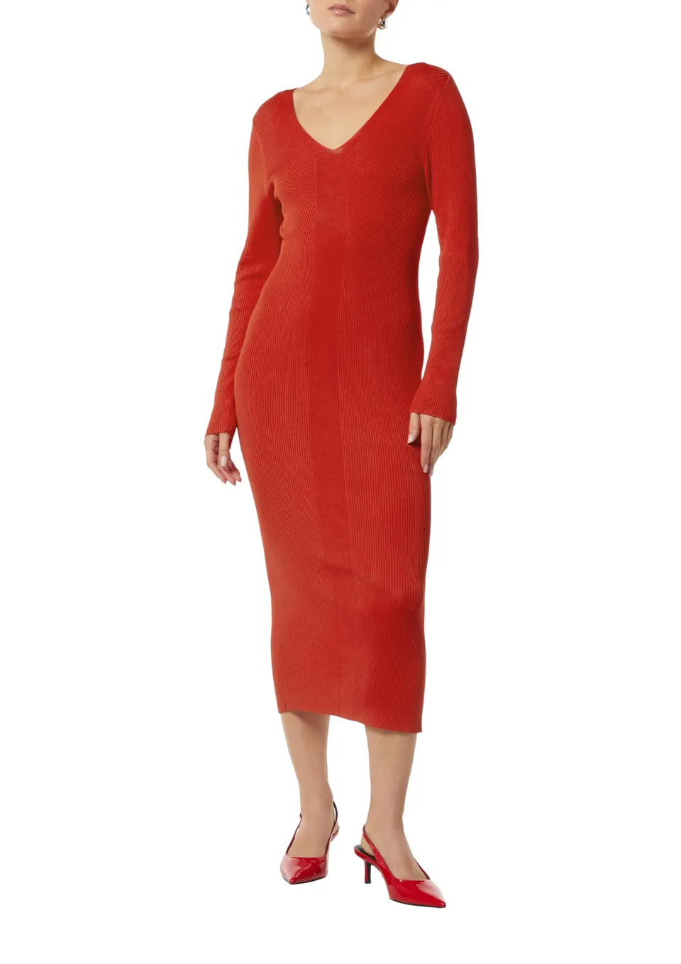 comma-slim-fit-kleid-v-ausschnitt-kleid-gr-44-schwarz image 1