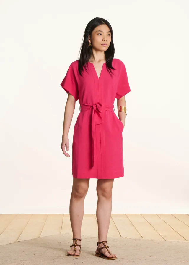 la-f-e-marabout-e-felia-kleid-fuchsia-kurz-leinen image 1