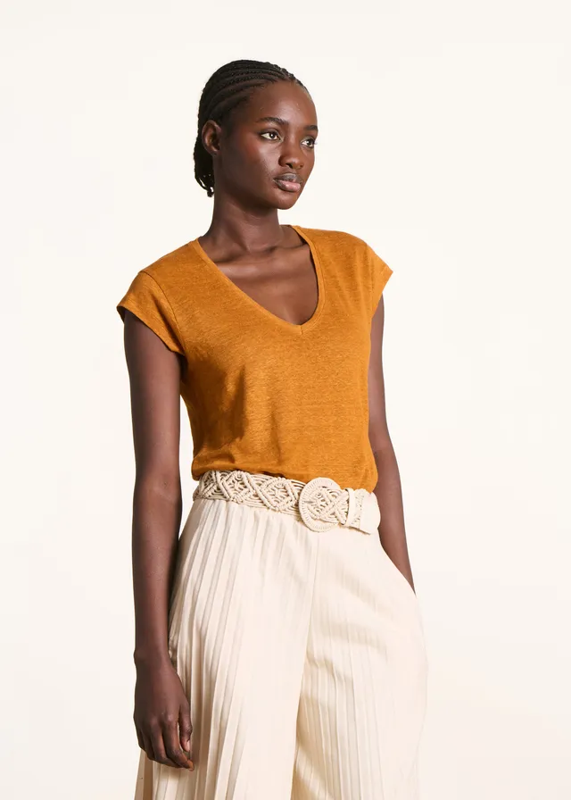 la-f-e-marabout-e-davia-t-shirt-leinen-ocker image 1