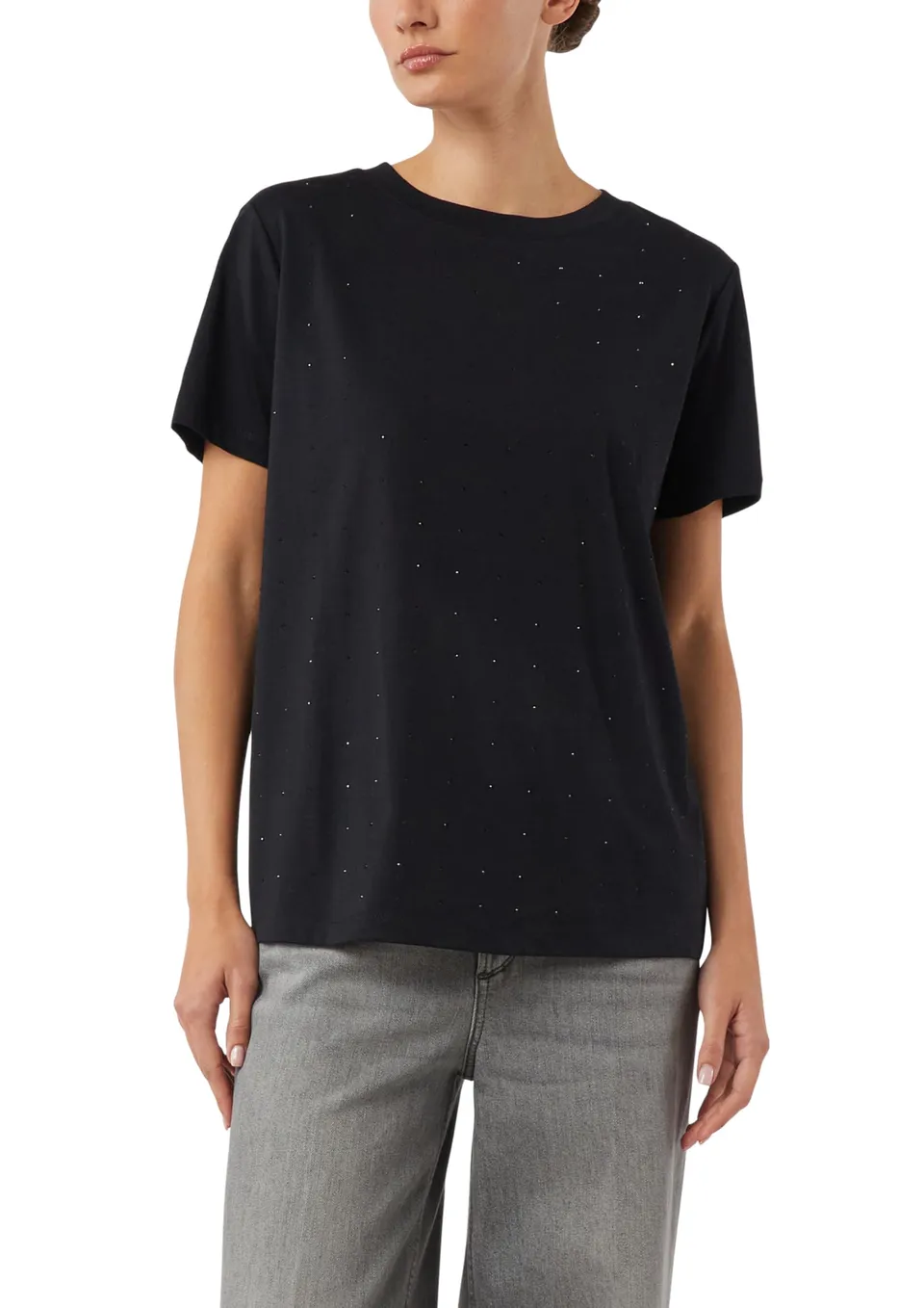 comma-t-shirt-kurzarm-schmucksteine-schwarz-34-38 image 1