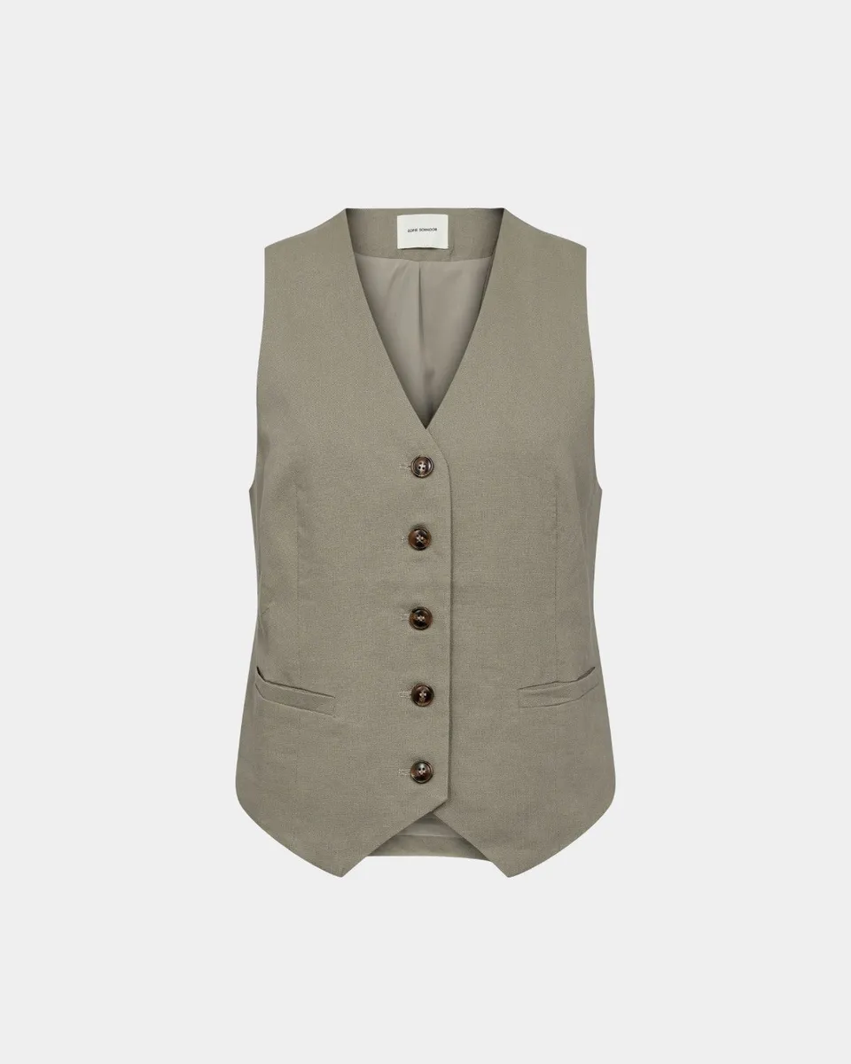 sofie-schnoor-cleohsw-weste-khaki-leinen-viskose image 1
