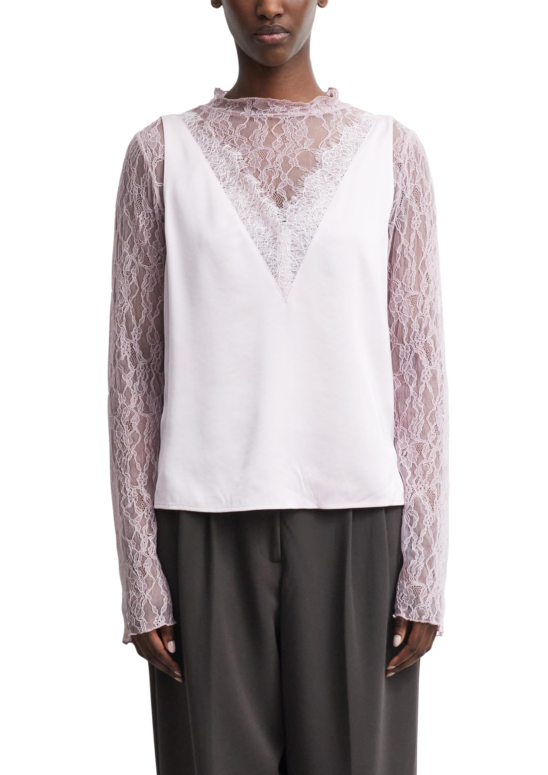 comma-bluse-v-ausschnitt-spitze-satin-rmellos image 8