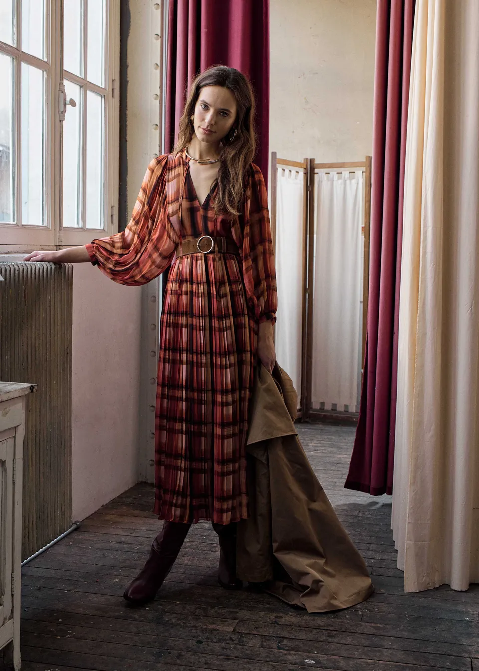 la-f-e-marabout-e-giovan-kleid-terracotta-kariert-lang image 1